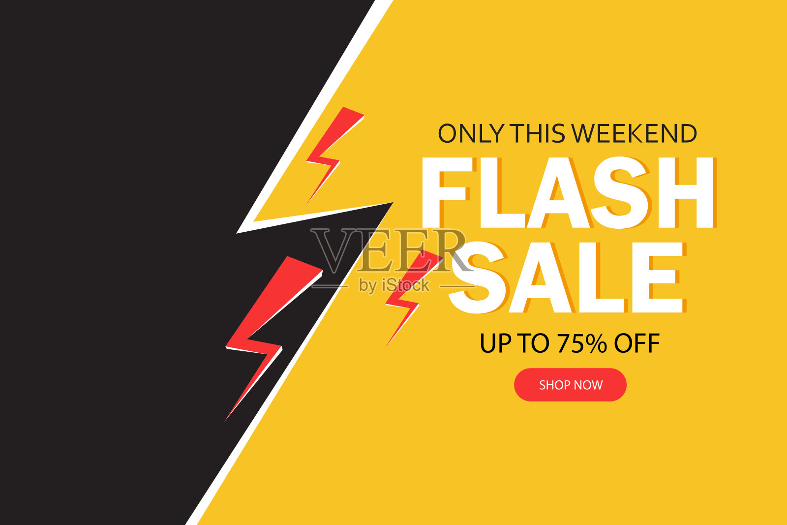 为促销和折扣事件和社交媒体帖子的闪购横幅矢量设计模板插画图片素材