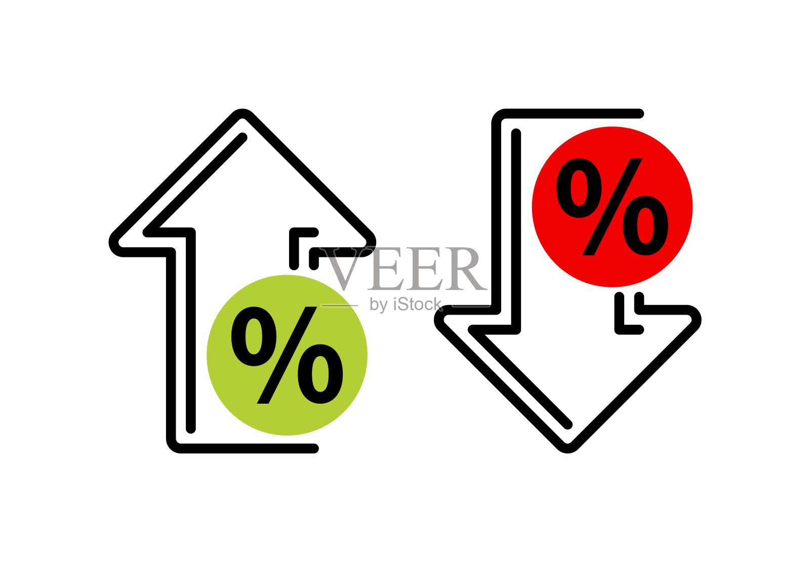 向上箭头与百分比图标剪贴画矢量插图插画图片素材