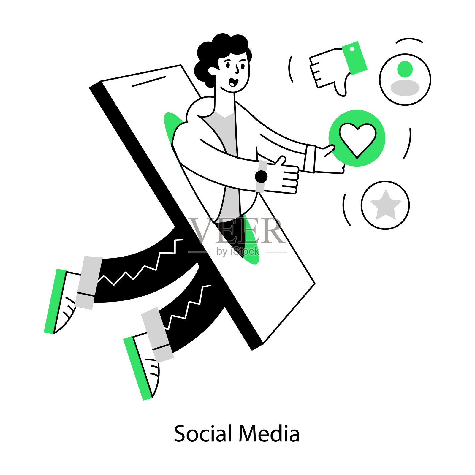 社交媒体的一个可定制的轮廓迷你插图插画图片素材