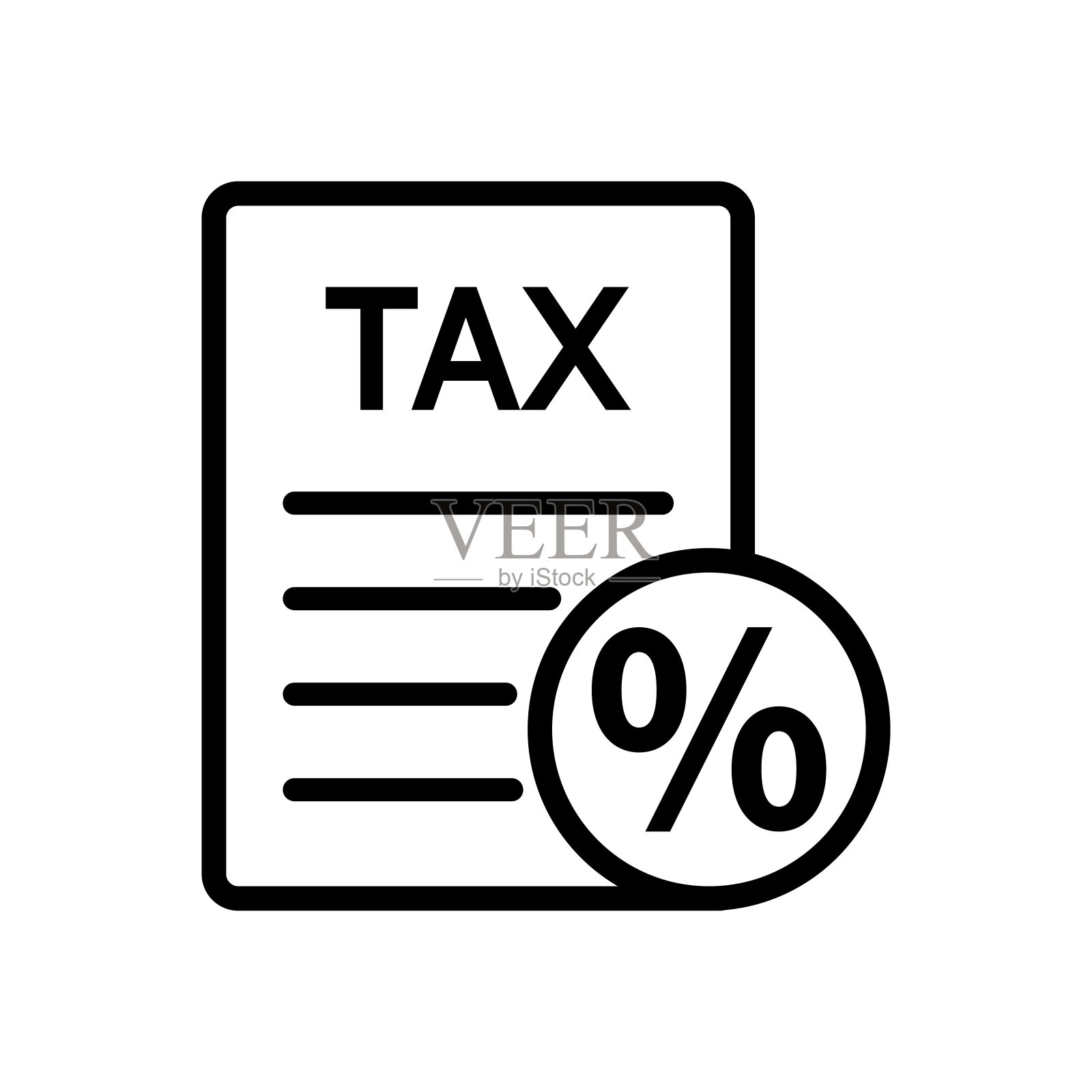 黑线税务文件图标矢量插图插画图片素材