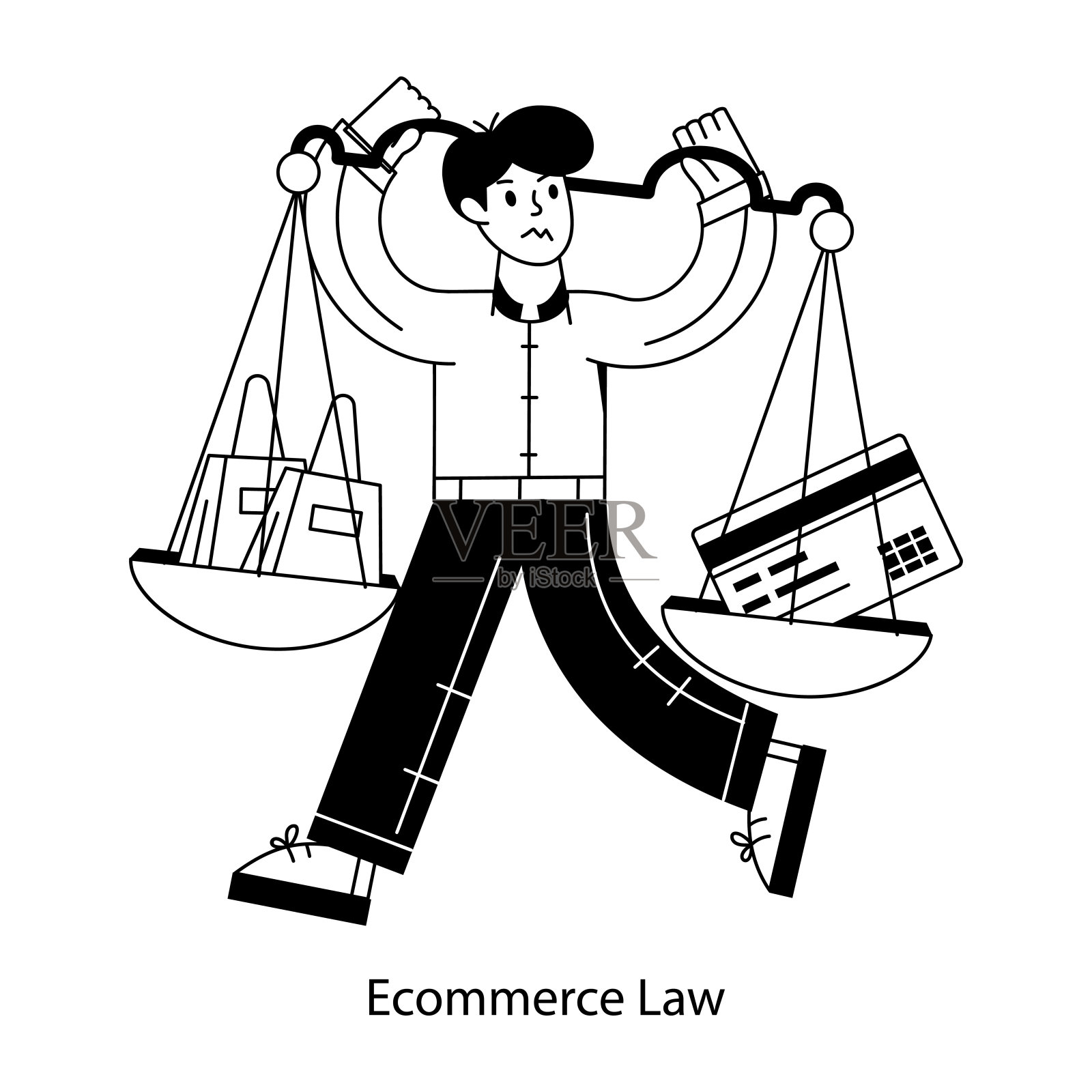 一个迷人的线性迷你插图电子商务法插画图片素材