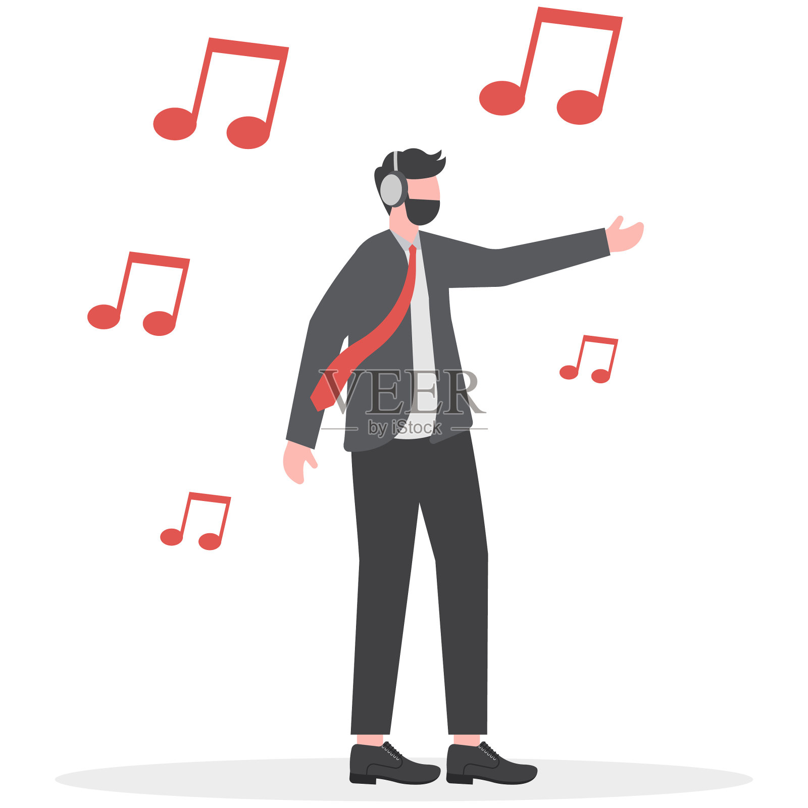 商人听音乐，商业概念矢量插图插画图片素材