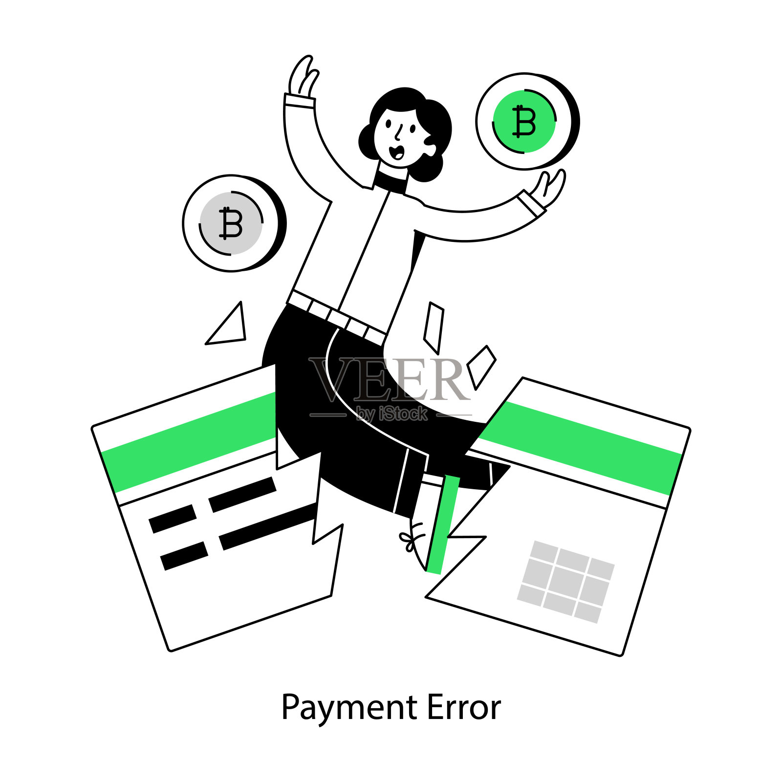 支付错误的一个可定制的线性迷你插图插画图片素材