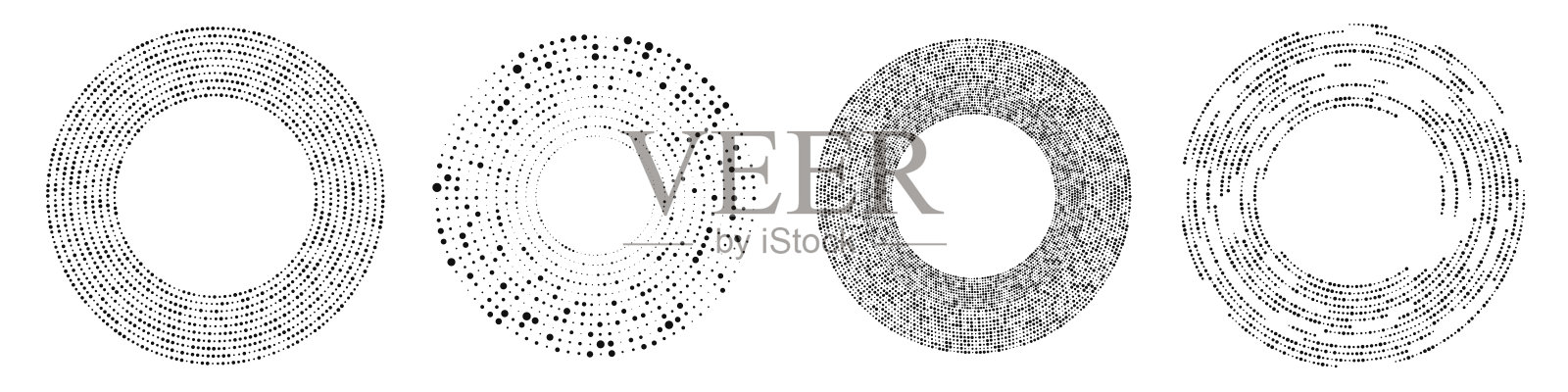 一套圆形半色调虚点背景插画图片素材