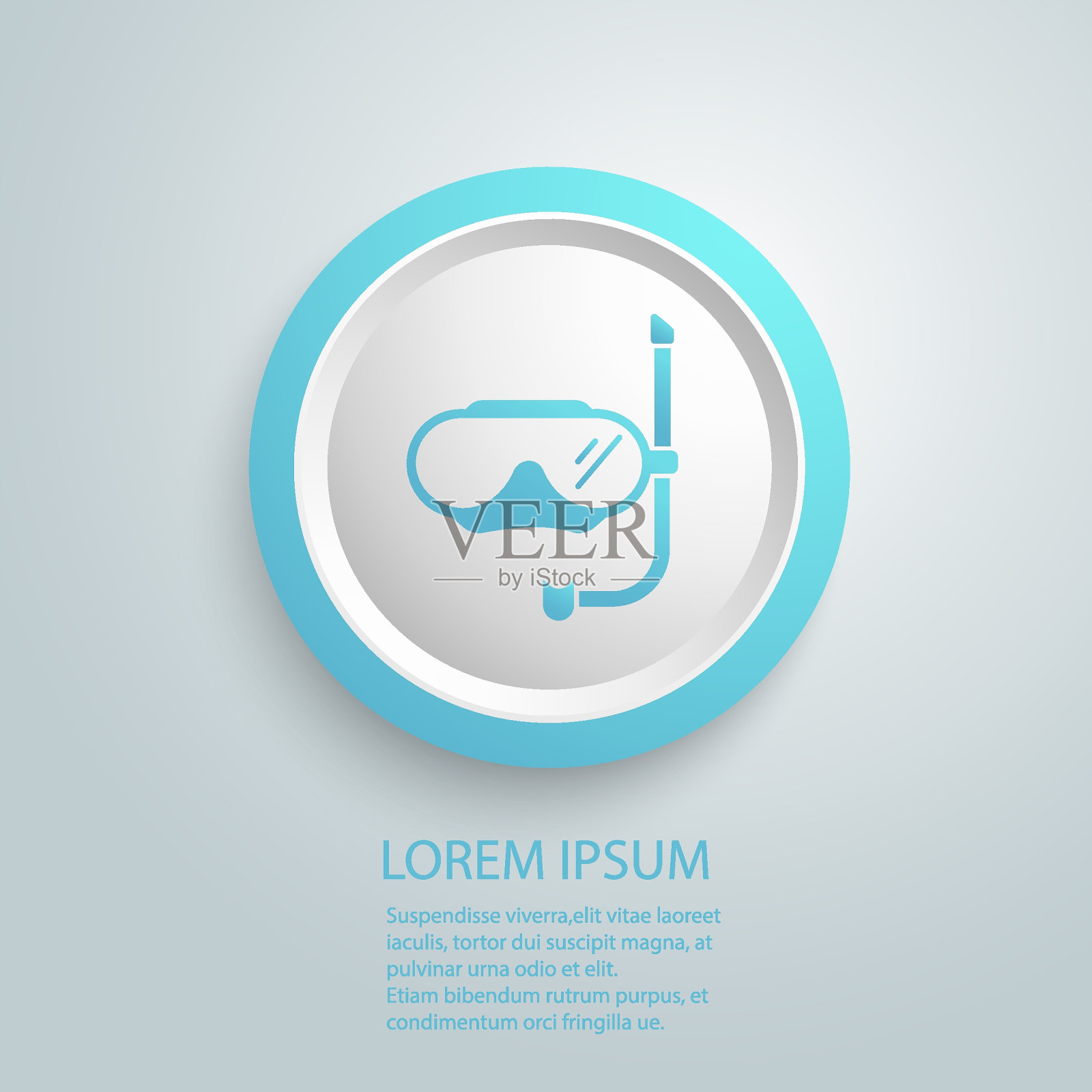 潜水面罩图标。水下设备简单说明。夏季海滩元素在现代平面标志矢量插画图片素材