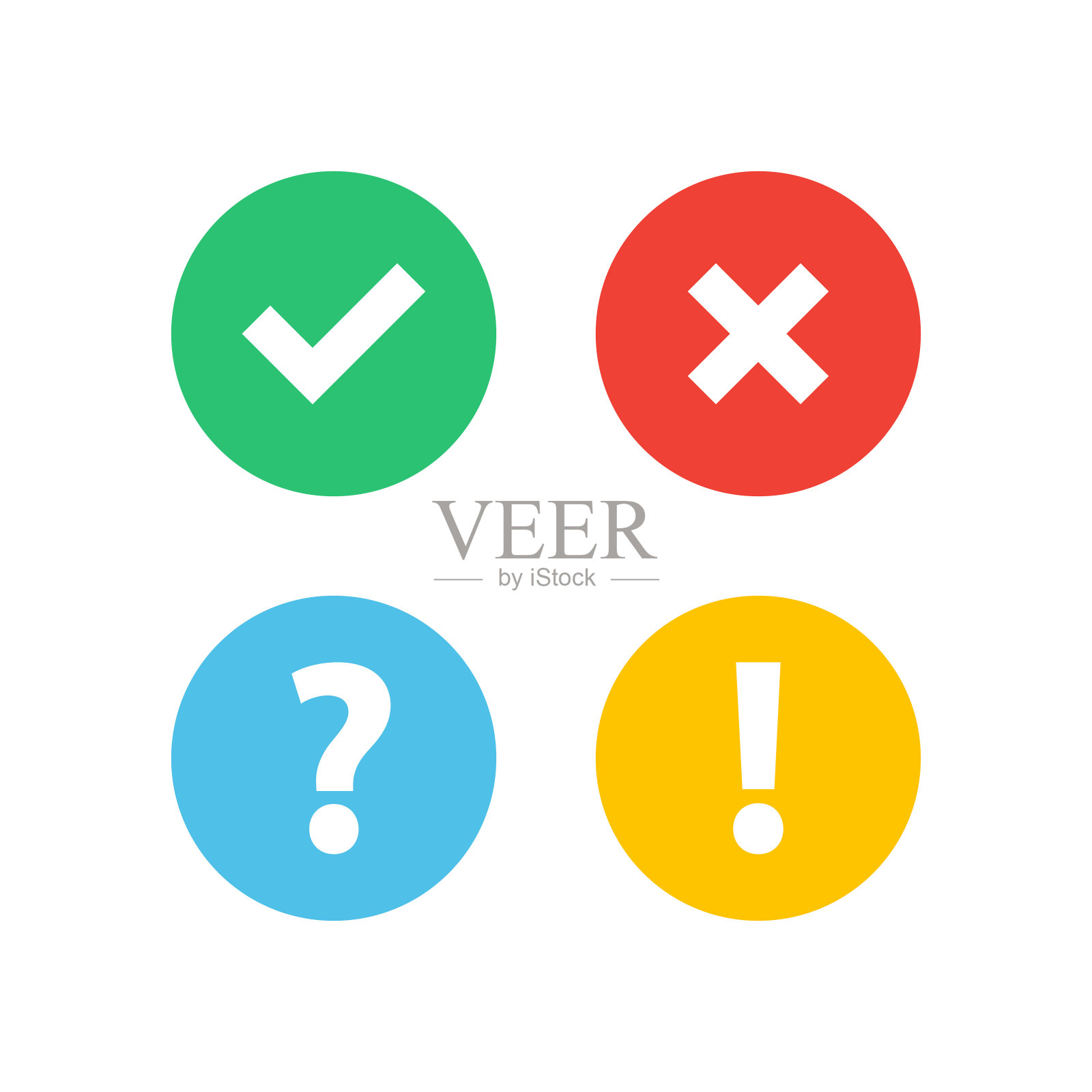 打勾，交叉图标按钮集。选中标记图标。矢量图插画图片素材