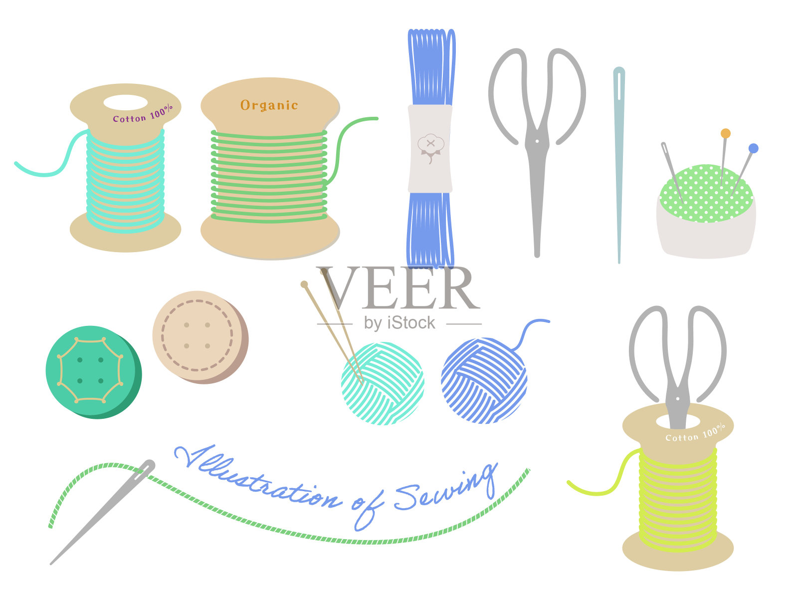 插图套手工缝制工具插画图片素材