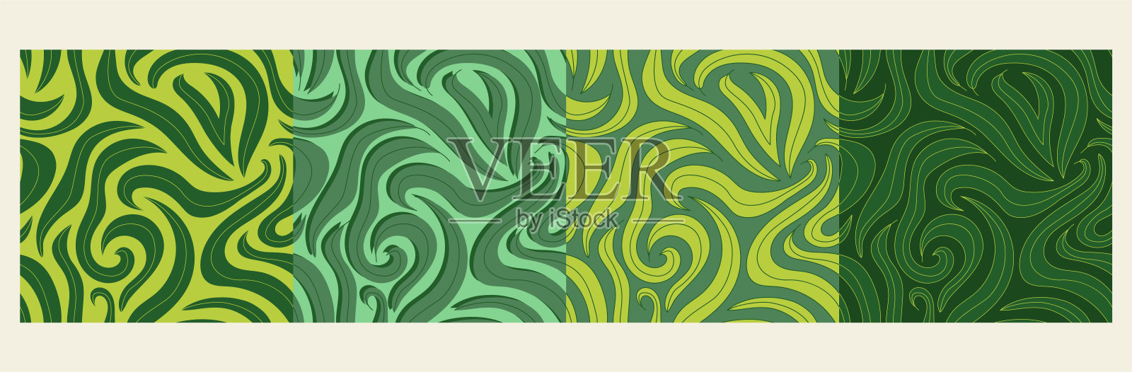 抽象的绿叶无缝图案插画图片素材
