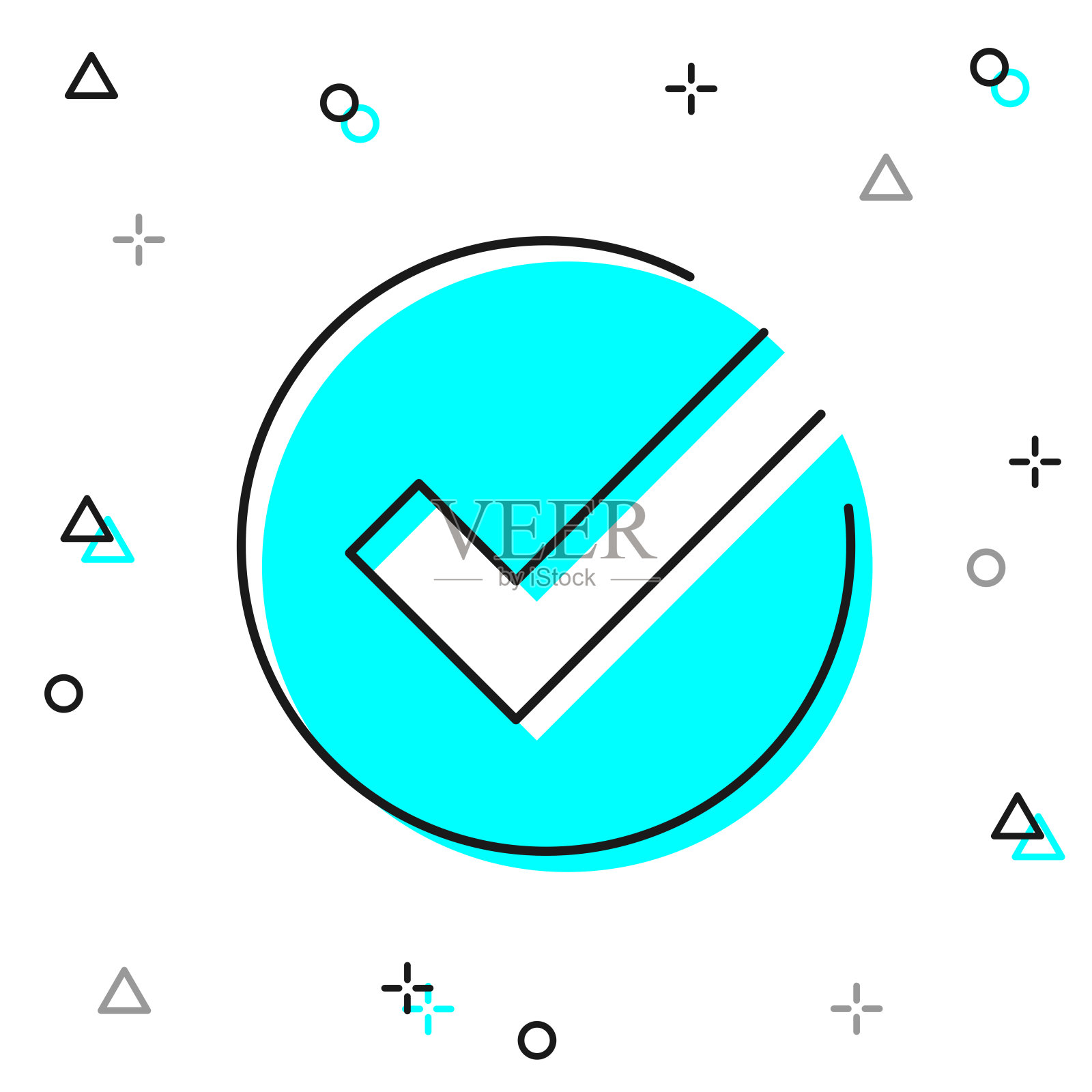 复选标记。白色背景上的线图标插画图片素材