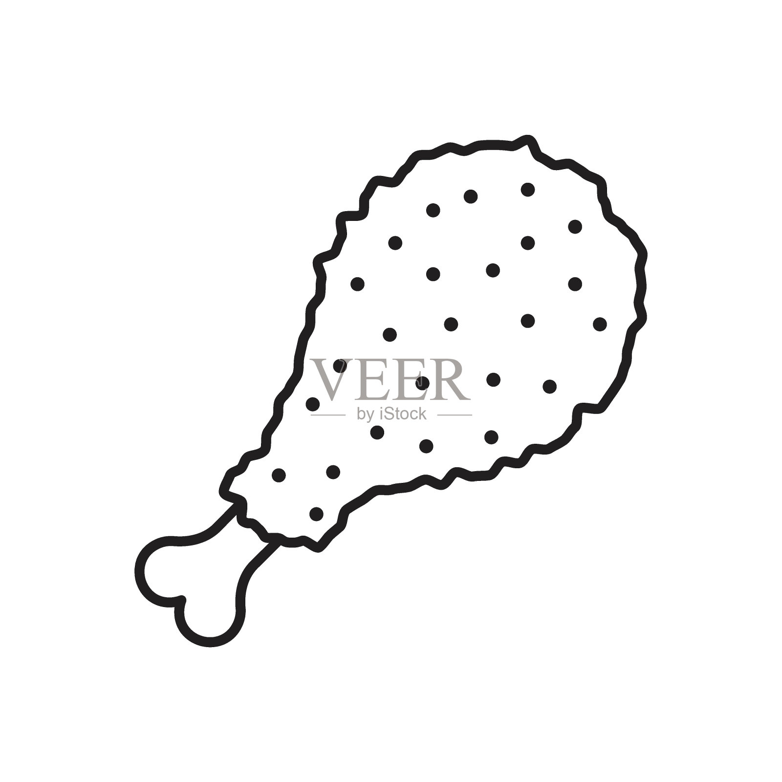 鸡腿图标在平面风格。快餐菜单矢量插图孤立的背景。鸡腿招牌经营理念。插画图片素材