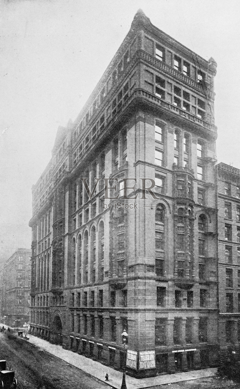 芝加哥的古董照片:西联电报大楼插画图片素材