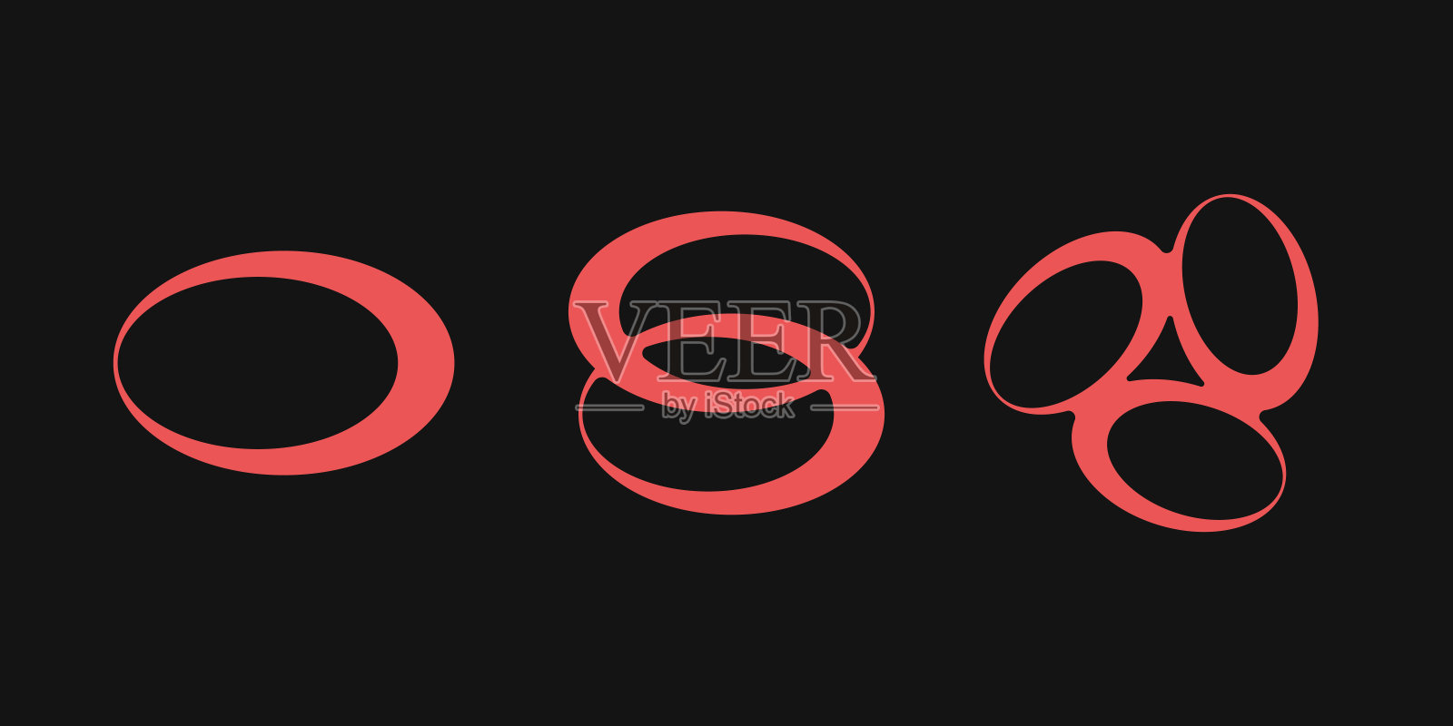 Y2K风格的椭圆形状集。插画图片素材