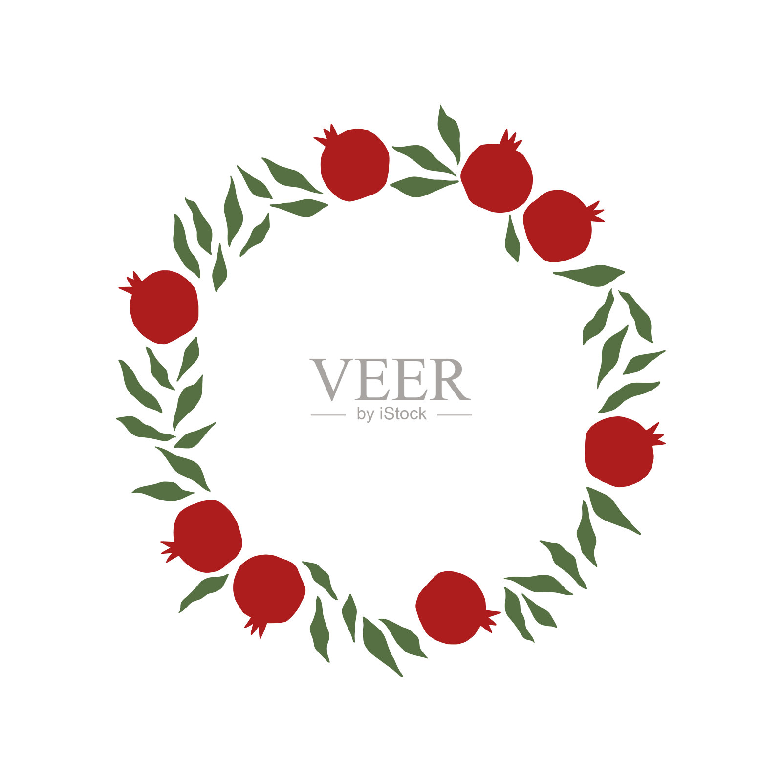 石榴花环矢量插图。莎娜·托娃手绘节日贺卡插画图片素材