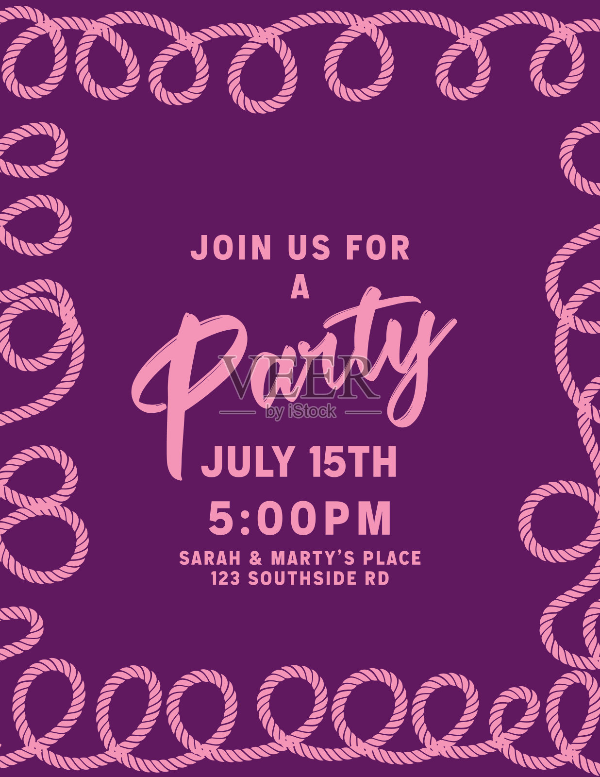 绳边派对请柬插画图片素材