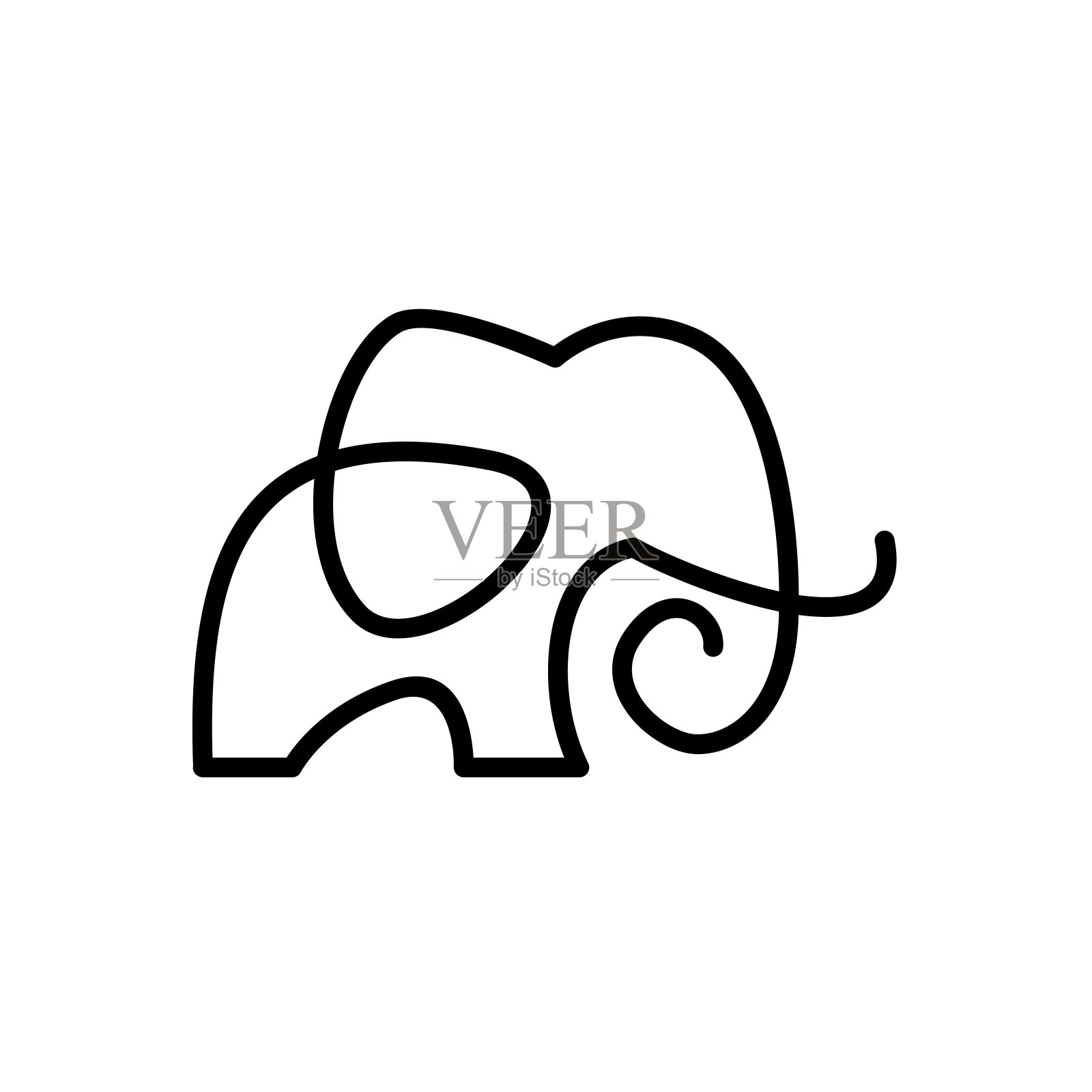 线非洲印第安大象大象的图标插画图片素材