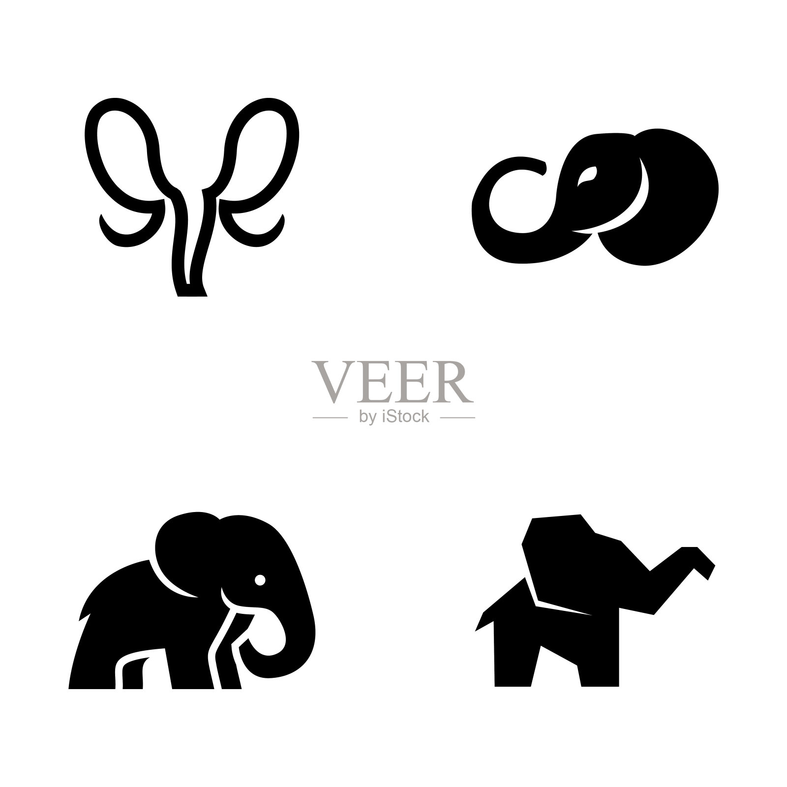 大象非洲印第安野生动物大象图标矢量插图设计插画图片素材