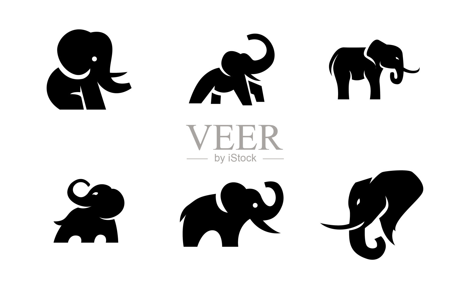 大象非洲印第安野生动物大象图标矢量插图设计插画图片素材