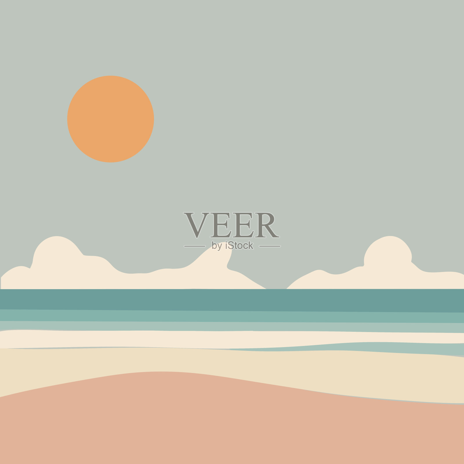 极简日落画插画图片素材