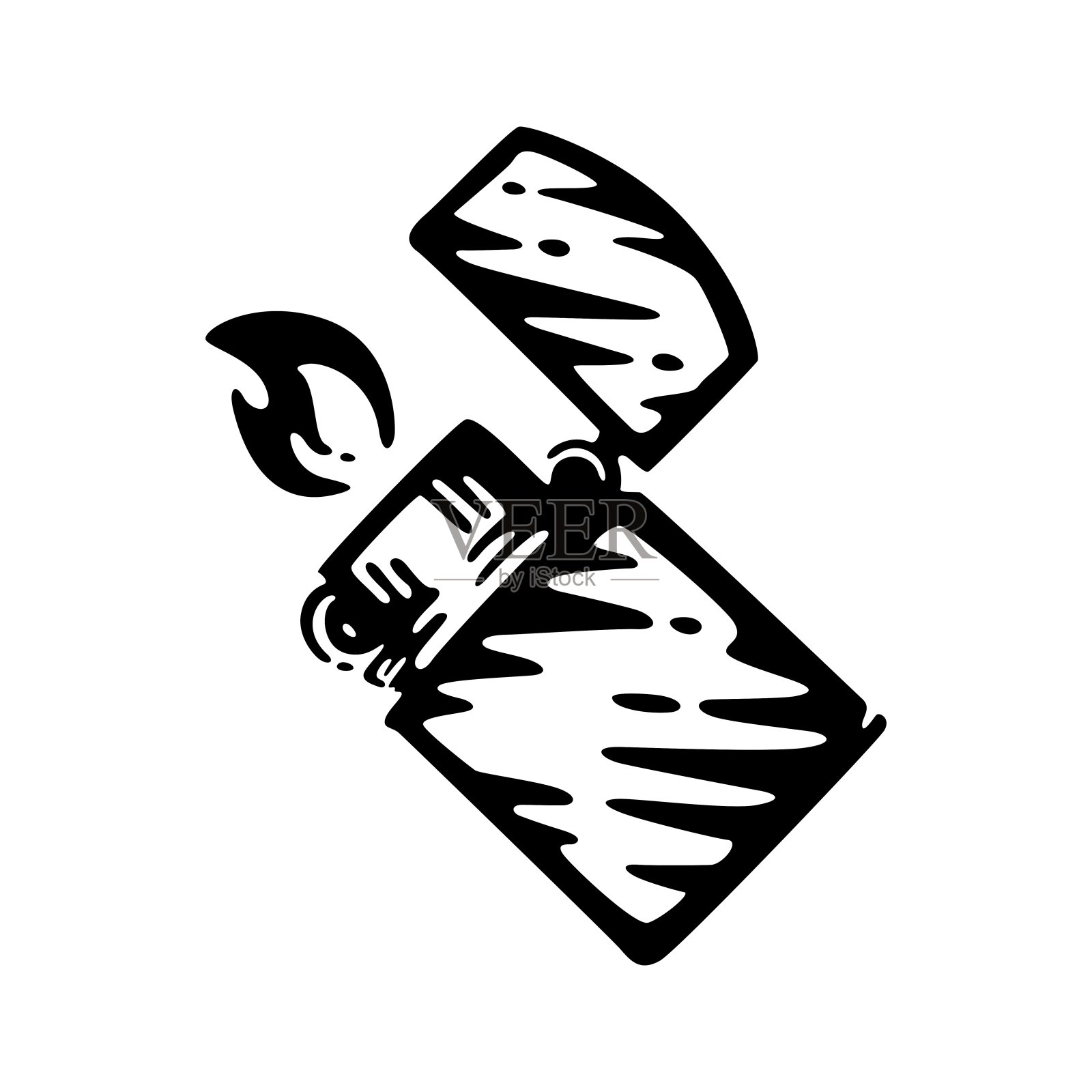 打火机与复古雕刻风格。——矢量插画图片素材