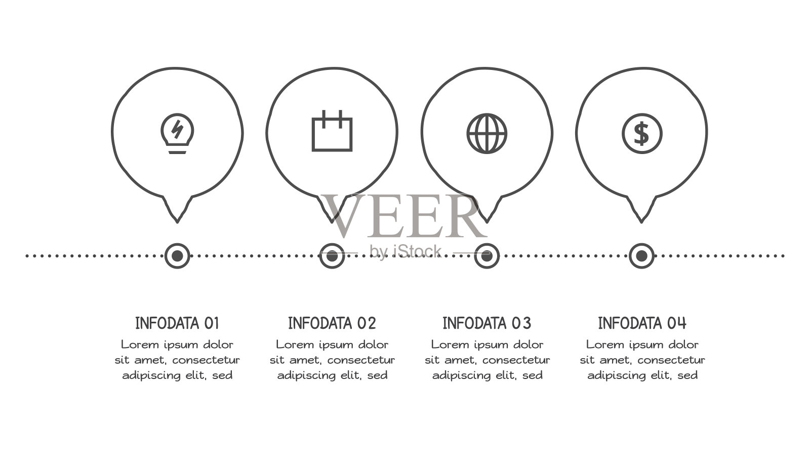 涂鸦信息图表元素与4个选项。矢量业务模板表示插画图片素材