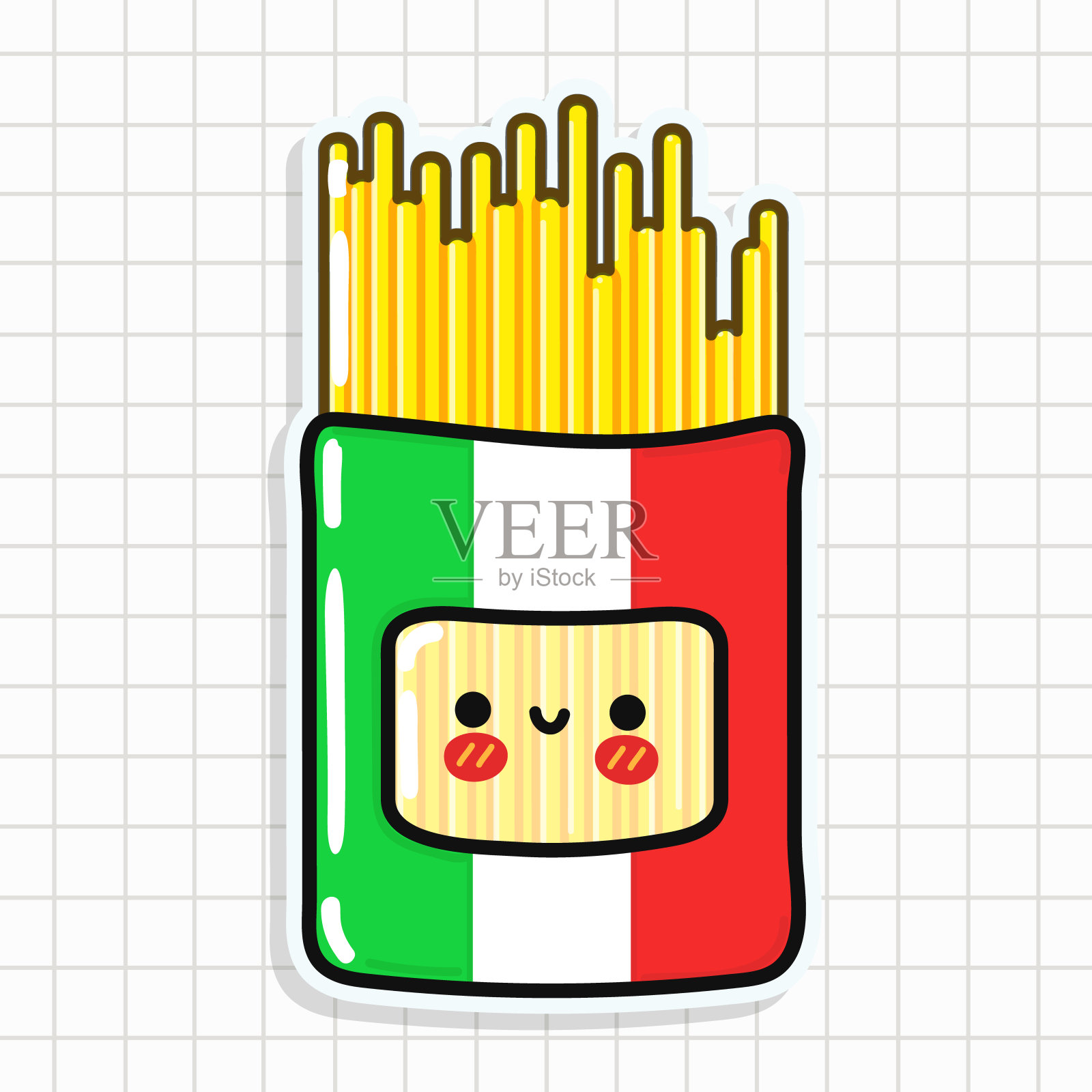 可爱的意大利面贴纸人物插画图片素材