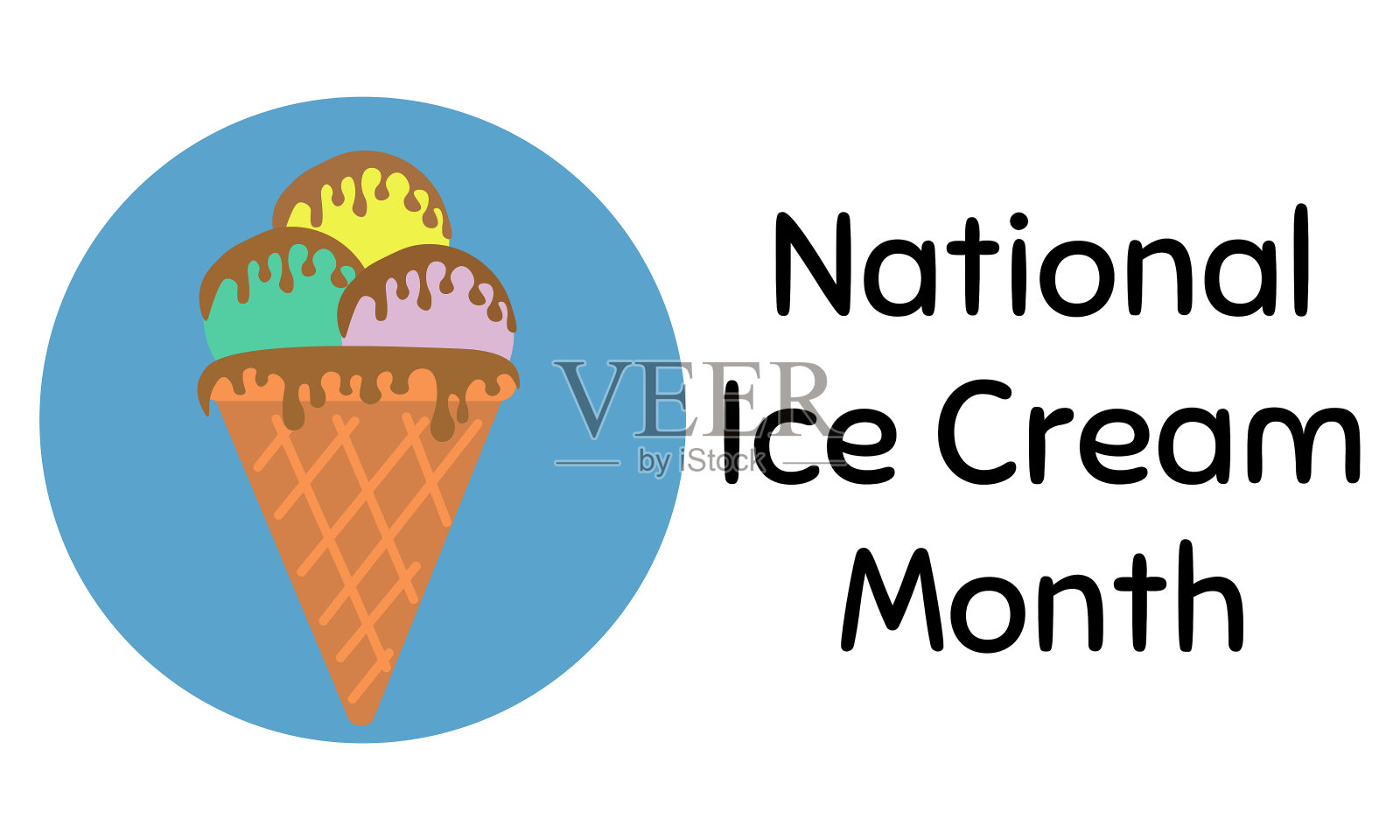全国冰淇淋月，创意横幅或海报的主题是清爽的夏季甜点插画图片素材