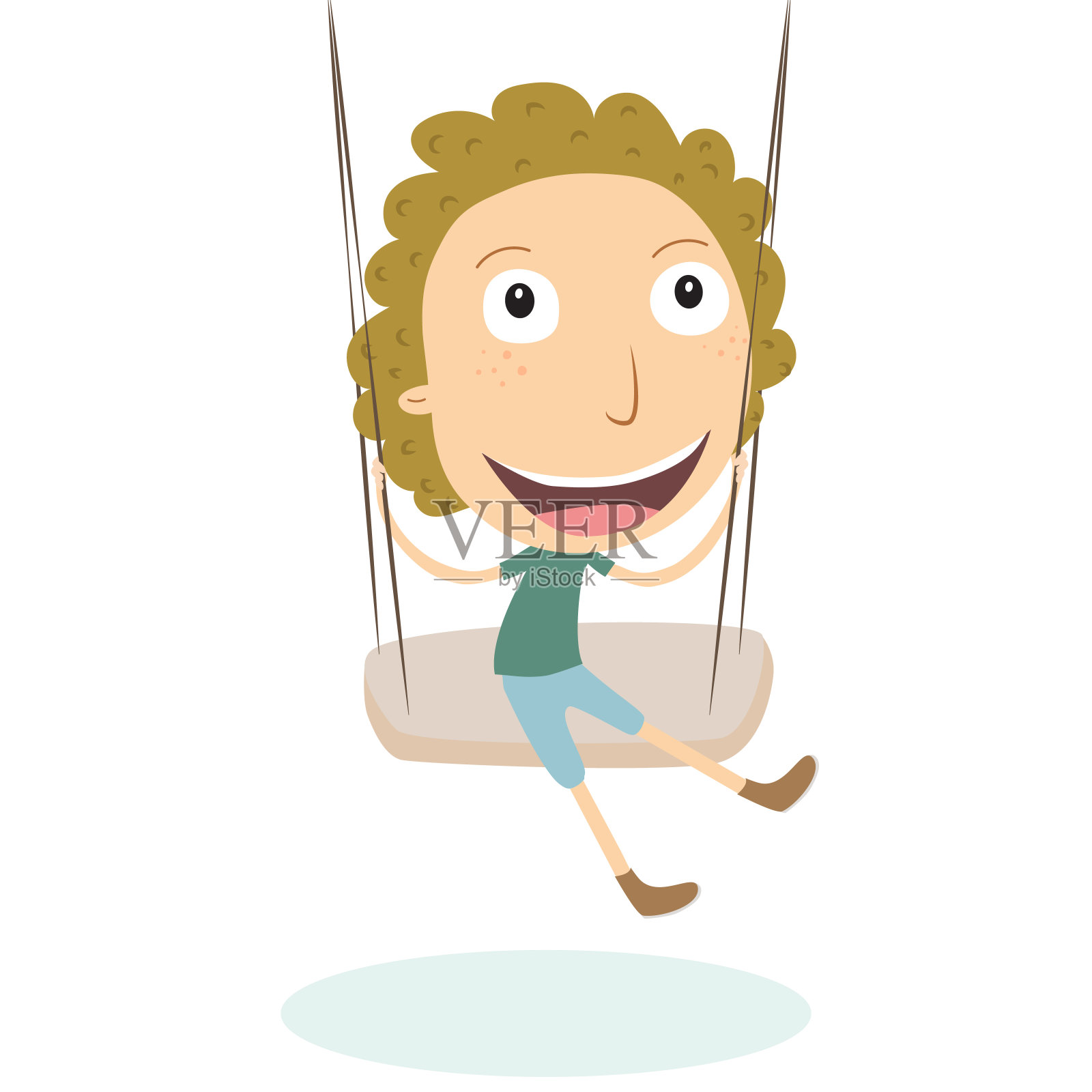 快乐可爱的卷发男孩插画图片素材