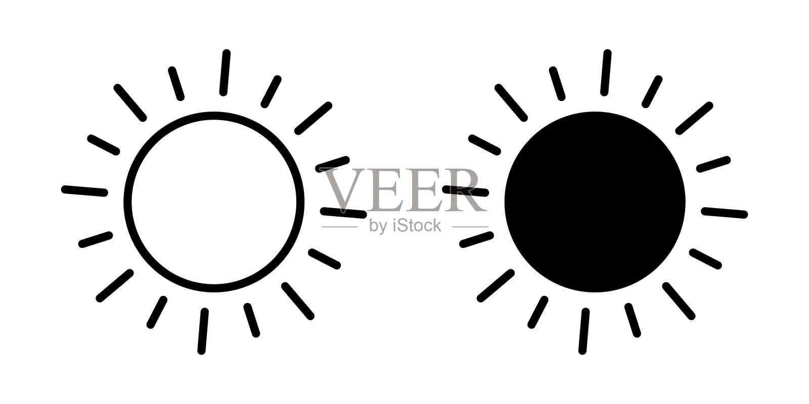 太阳符号，太阳符号孤立在白色上。插画图片素材