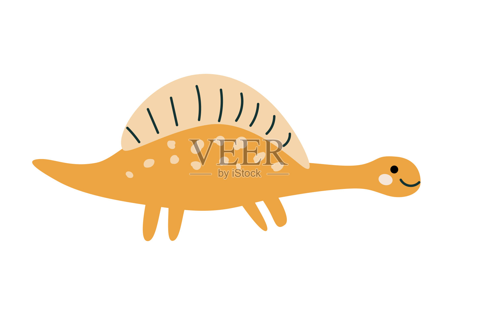 孤立的棘龙恐龙，可爱的儿童动物。插画图片素材