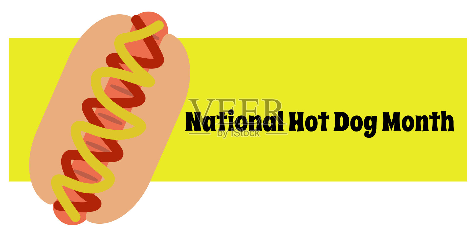 全国热狗月，简单的食品主题横向横幅插画图片素材