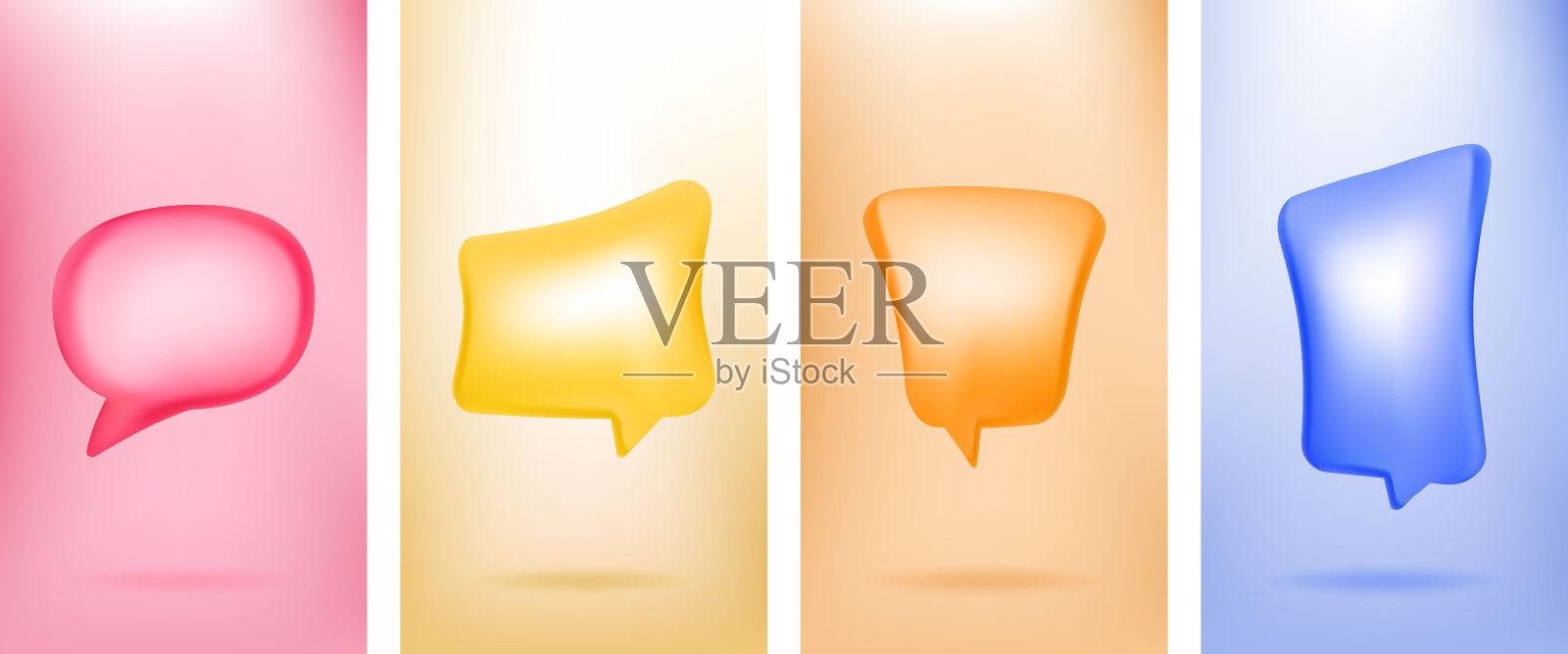 矢量插图。3d极简横幅集。引用框架空白模板。孤立的文本框。引文空言泡泡。颜色背景。简单的形状。设计传单，代金券，传单，优惠券插画图片素材