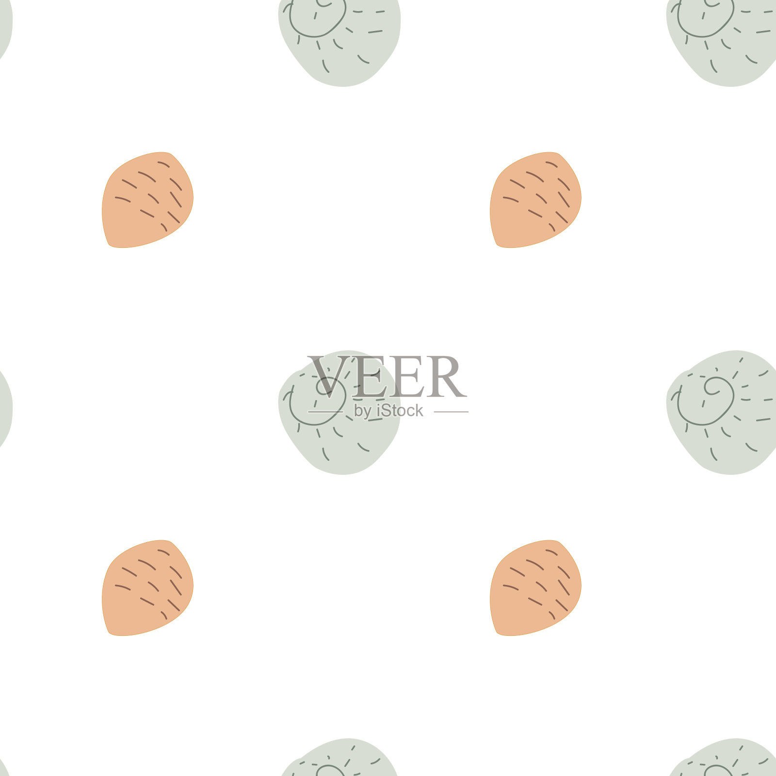 儿童可爱的时尚图案。幼稚的海贝无缝背景。插画图片素材