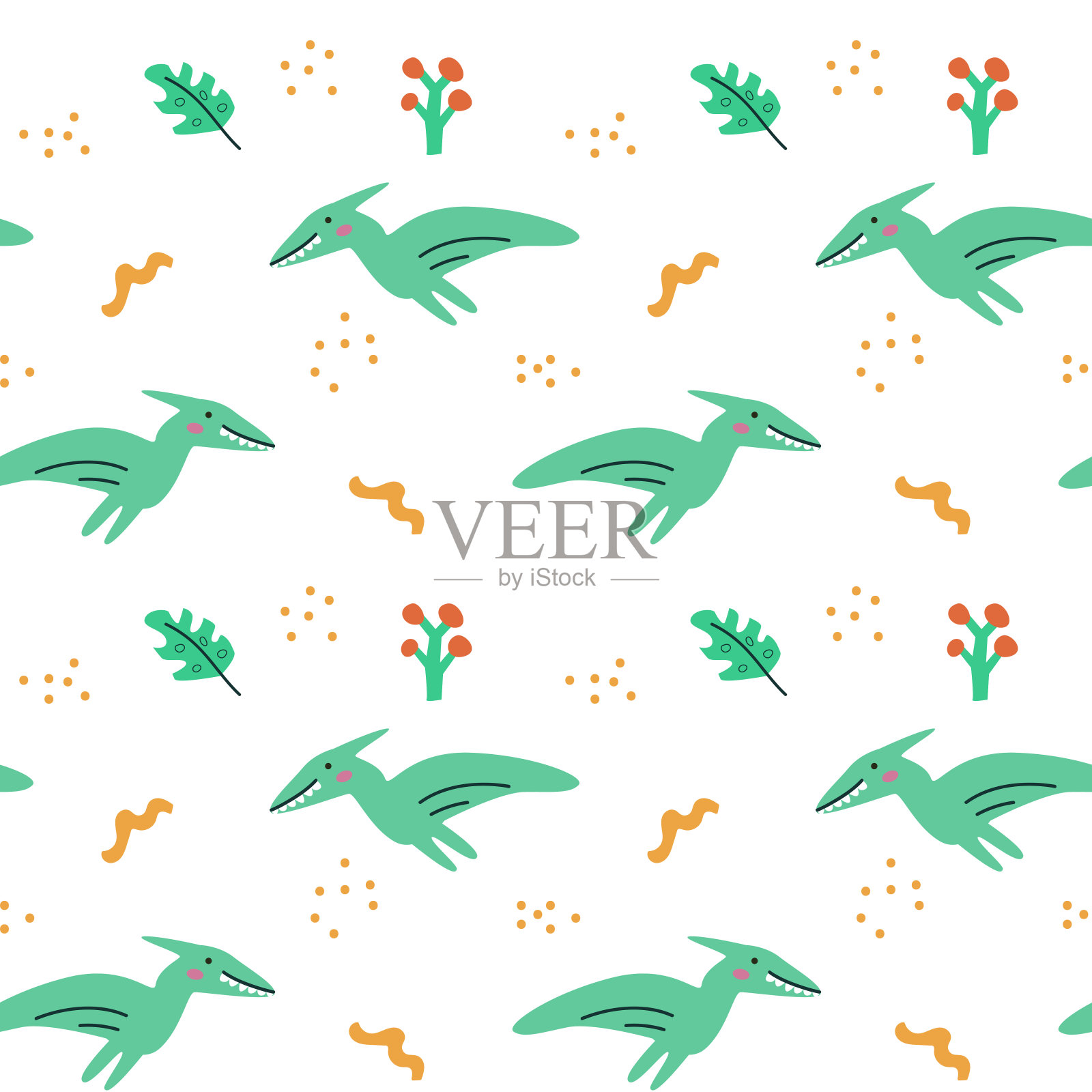 儿童动物图案可爱的小恐龙收集插画图片素材