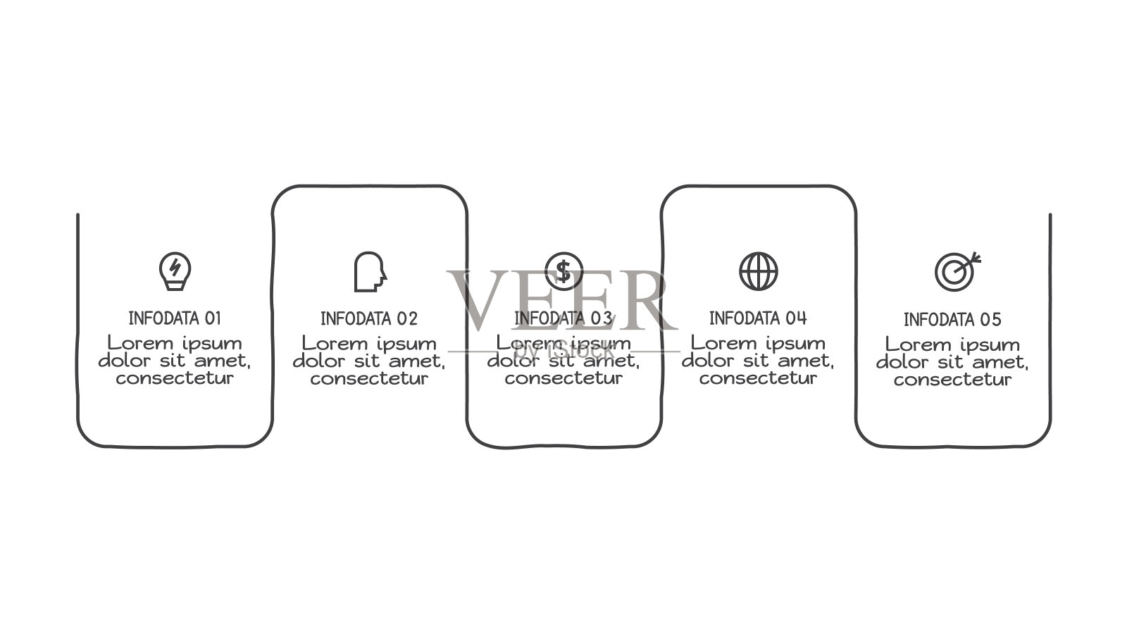 涂鸦信息图表元素与5个选项。矢量业务模板表示插画图片素材