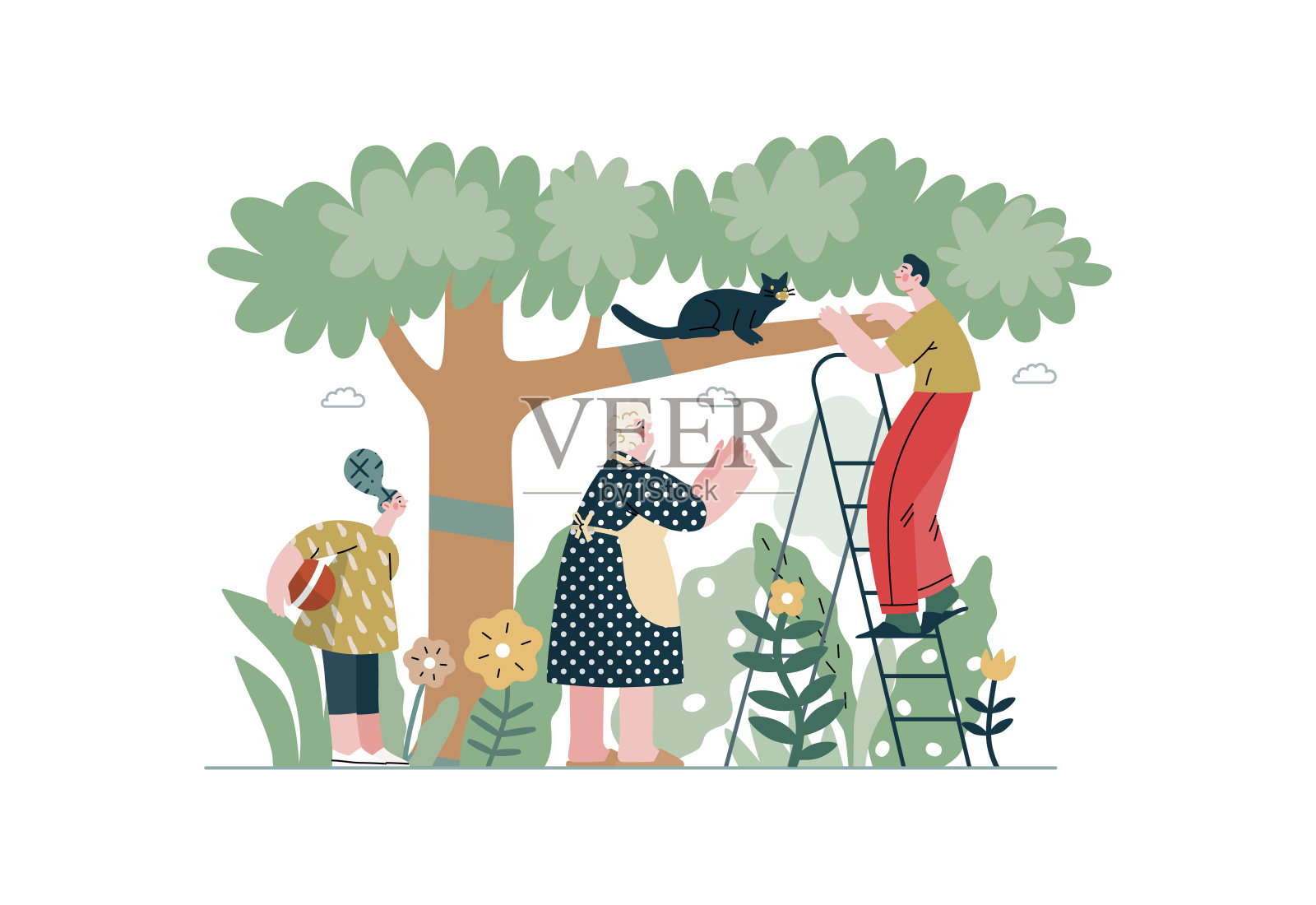 相互支持，平面矢量概念插图插画图片素材