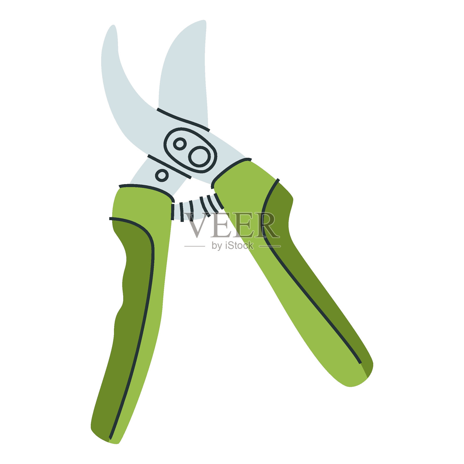 剪枝修剪平面图标的网页。简单的修剪矢量设计。绿色修剪剪，花园手动修剪。插画图片素材