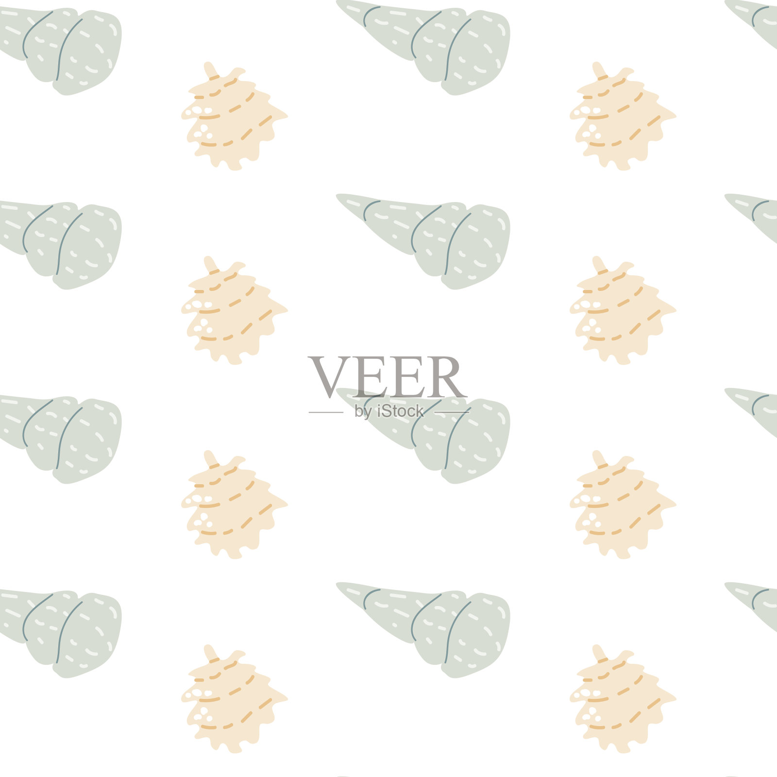 儿童可爱的时尚图案。幼稚的海贝无缝背景。插画图片素材