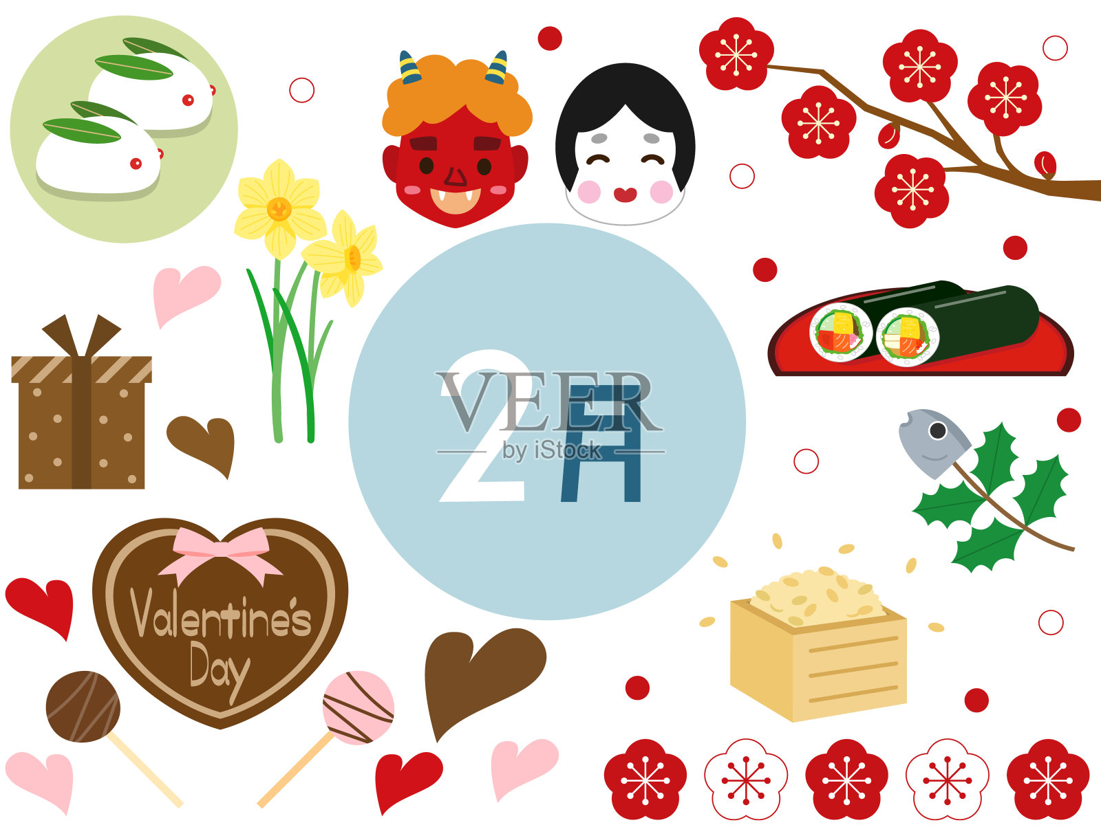 日本二月事件的一组插图插画图片素材