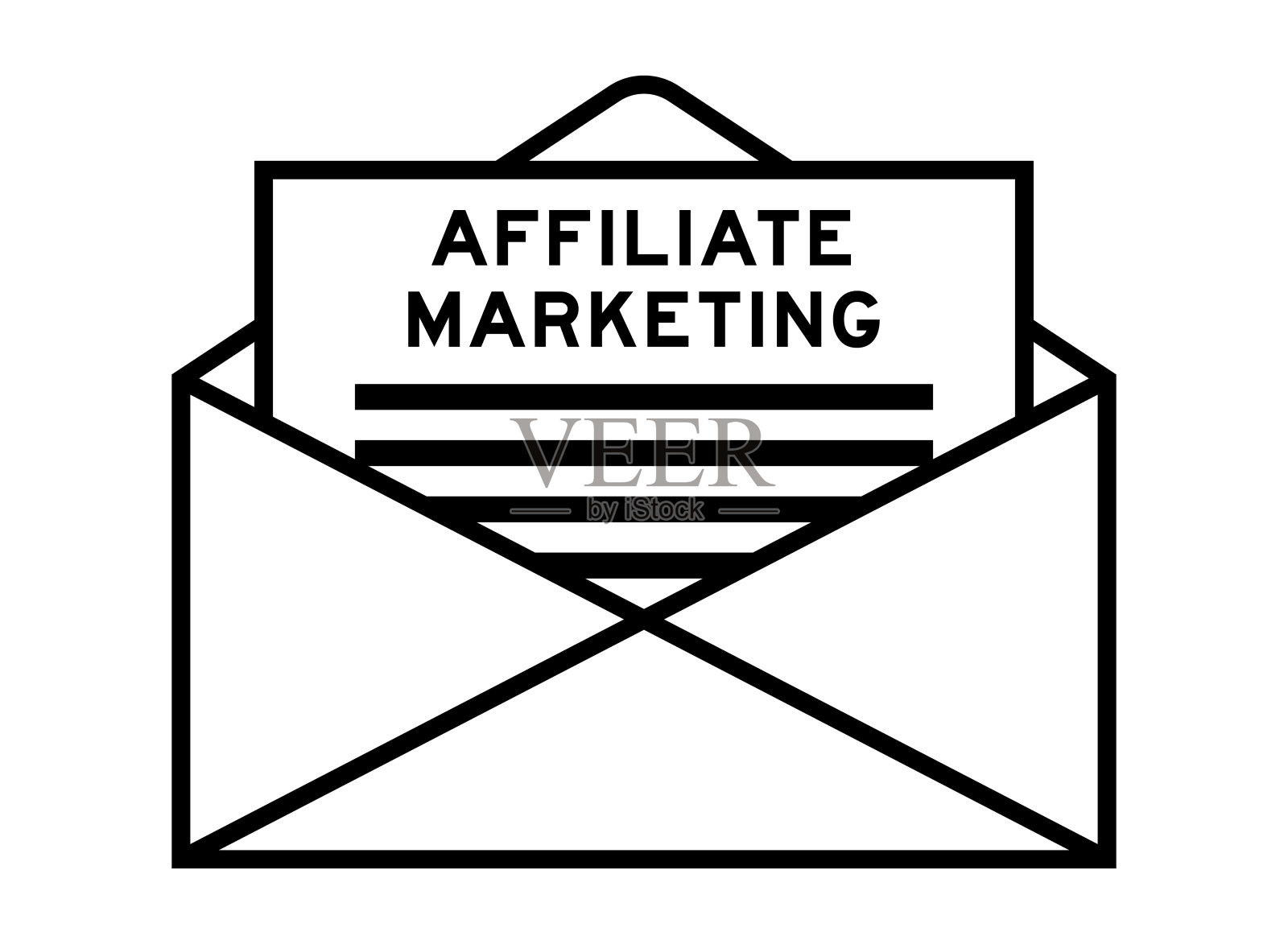 信封和信件签名与词联属营销为标题插画图片素材