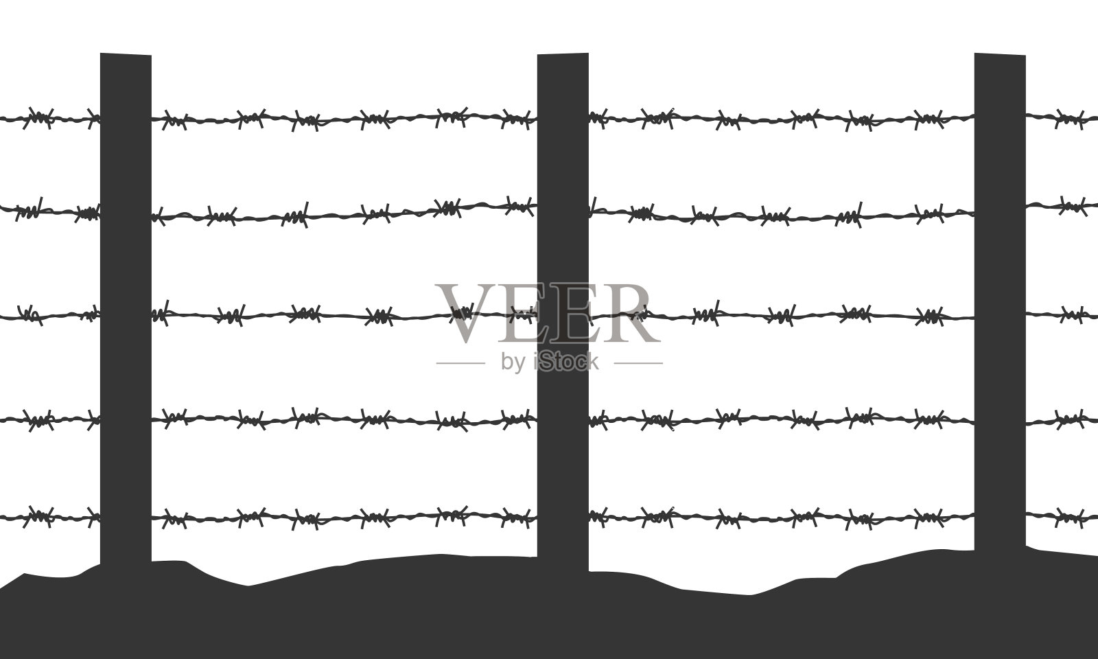 带刺铁丝矢量栅栏插画图片素材