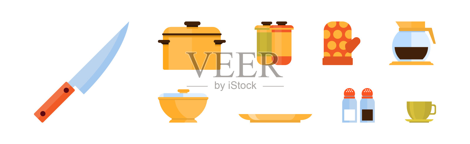 烹饪工具和厨具烹饪使用矢量集插画图片素材