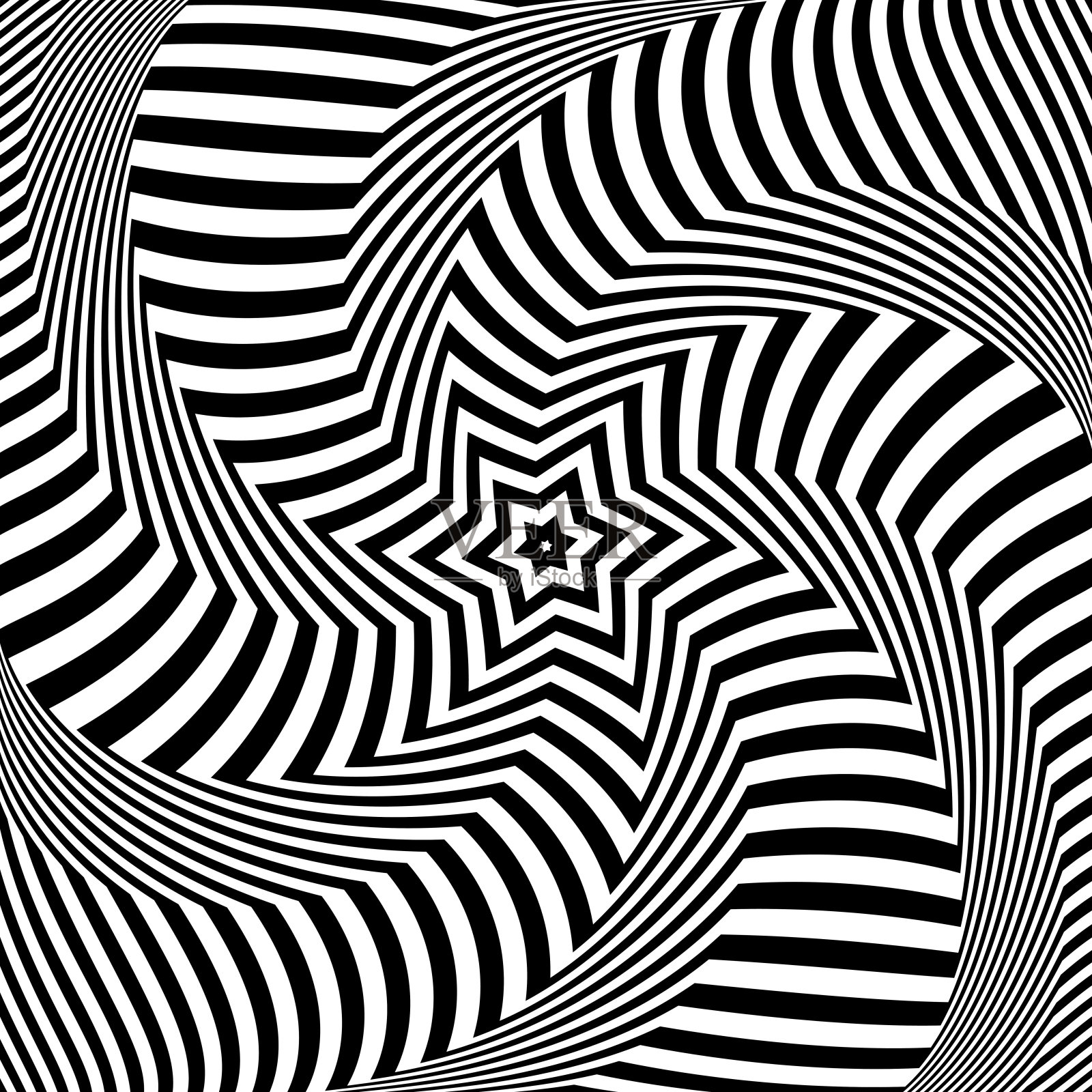 抽象欧普艺术设计中的旋转运动。3D幻觉。插画图片素材