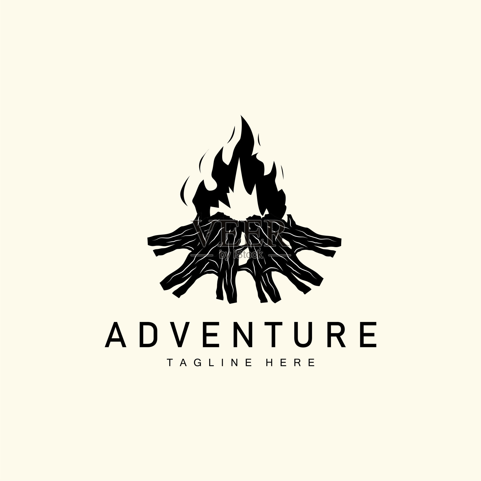 简单的矢量户外露营标志，野生冒险模板与旧的复古风格插画图片素材