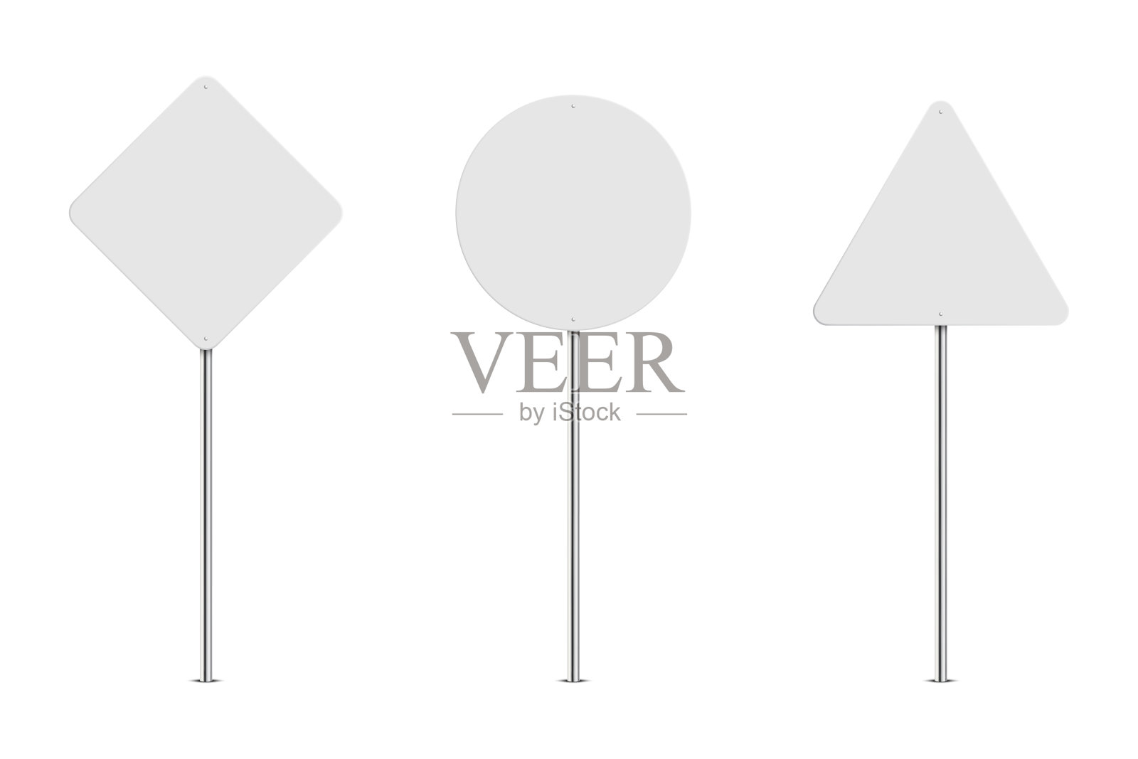 一组空白的白色路标插画图片素材