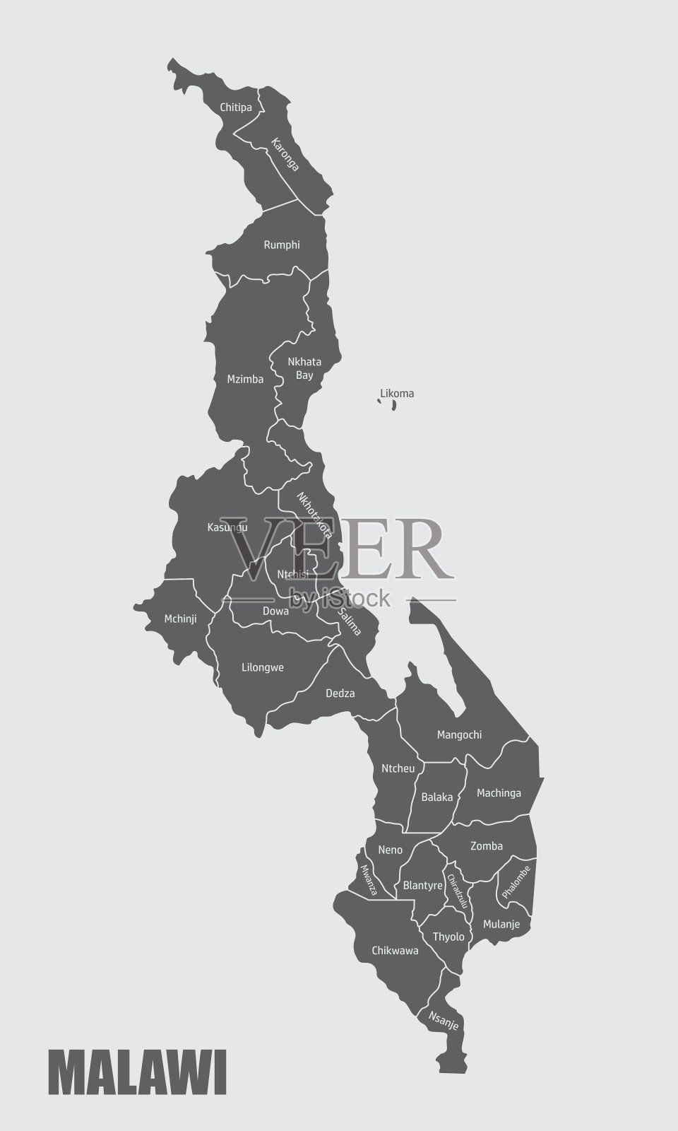 马拉维行政地图插画图片素材