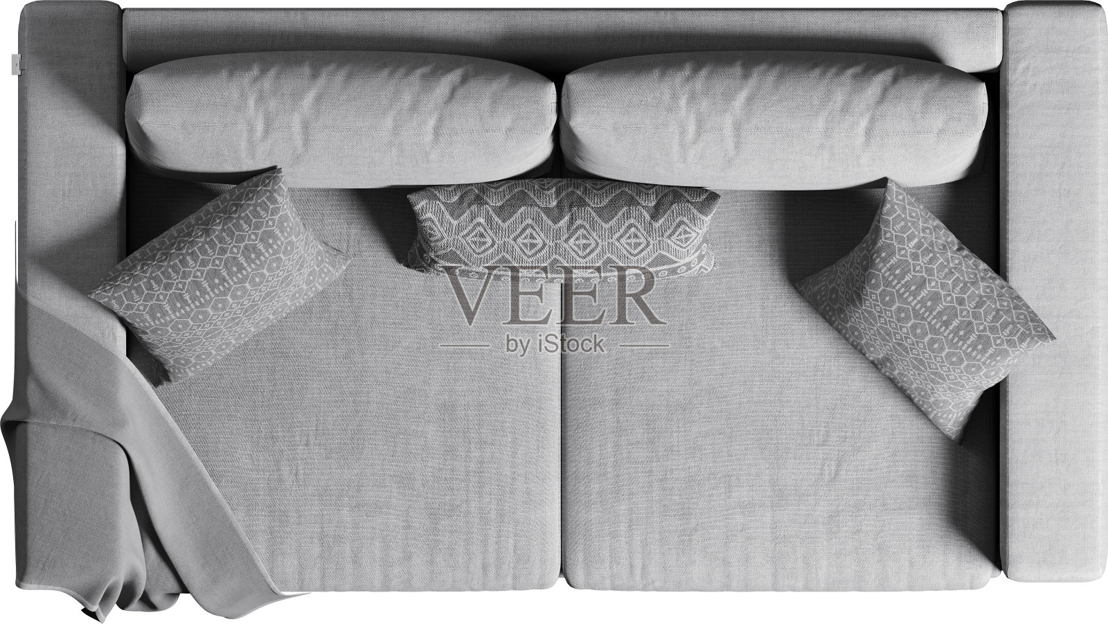 带靠垫的沙发俯视图照片摄影图片