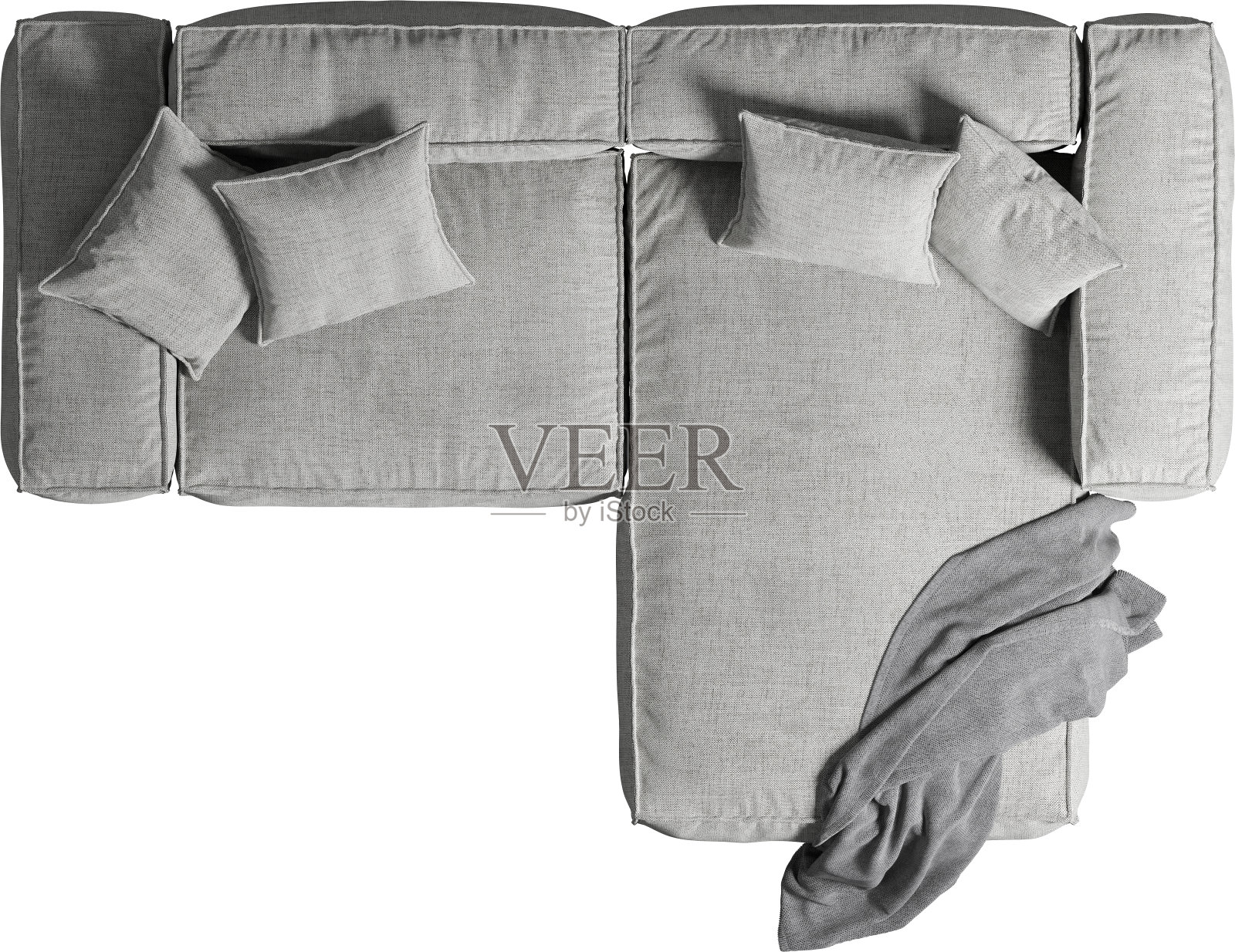 带靠垫的沙发俯视图照片摄影图片