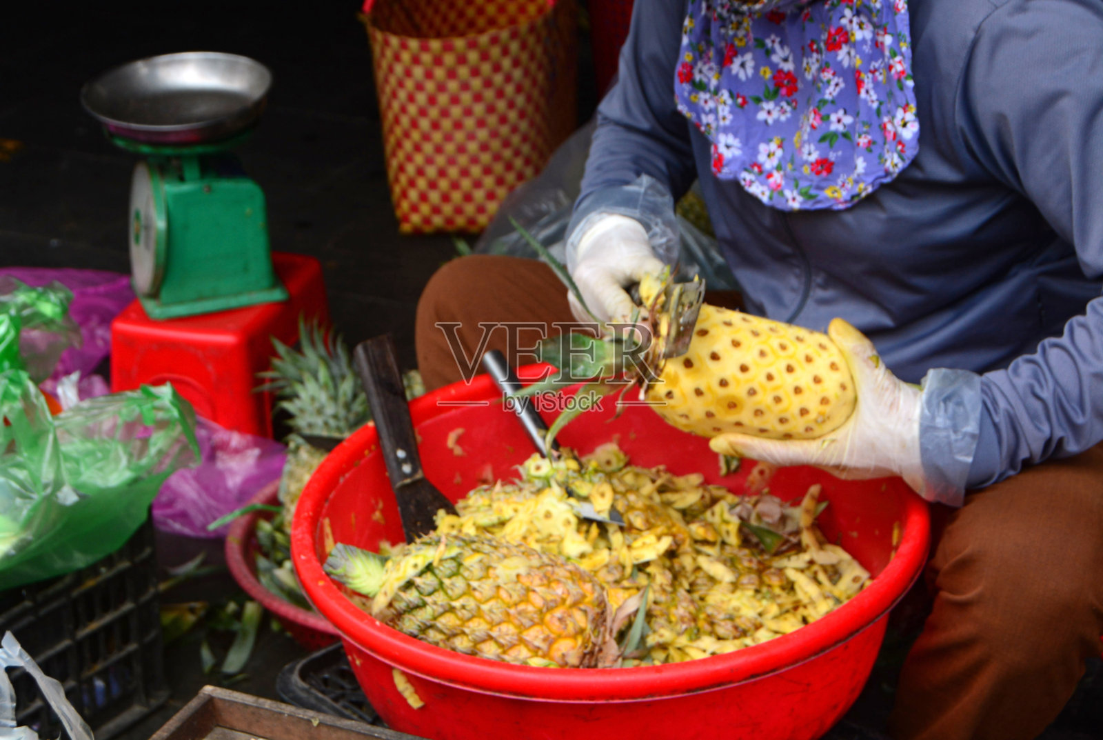 菠萝皮照片摄影图片