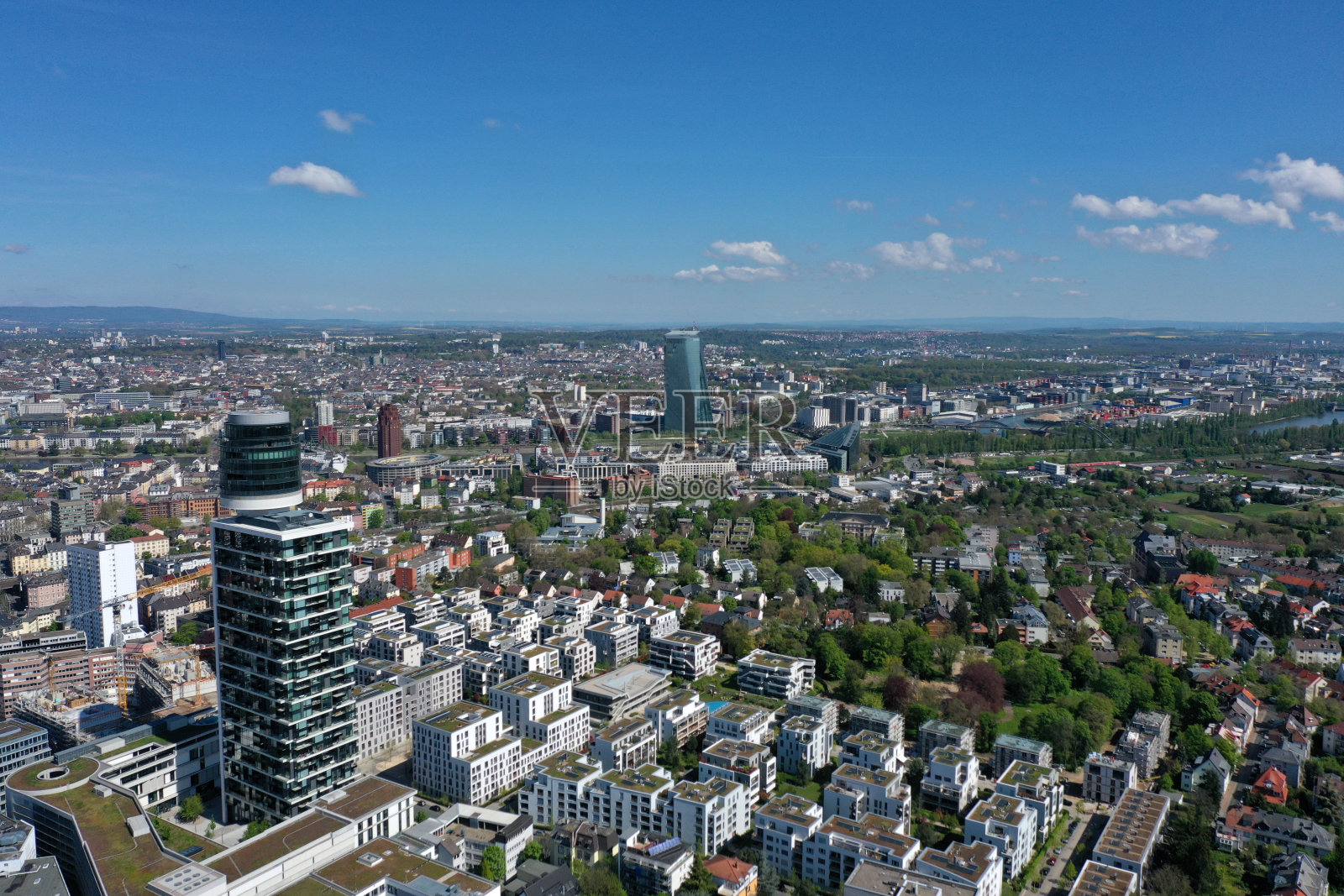 美因河畔法兰克福全景照片摄影图片