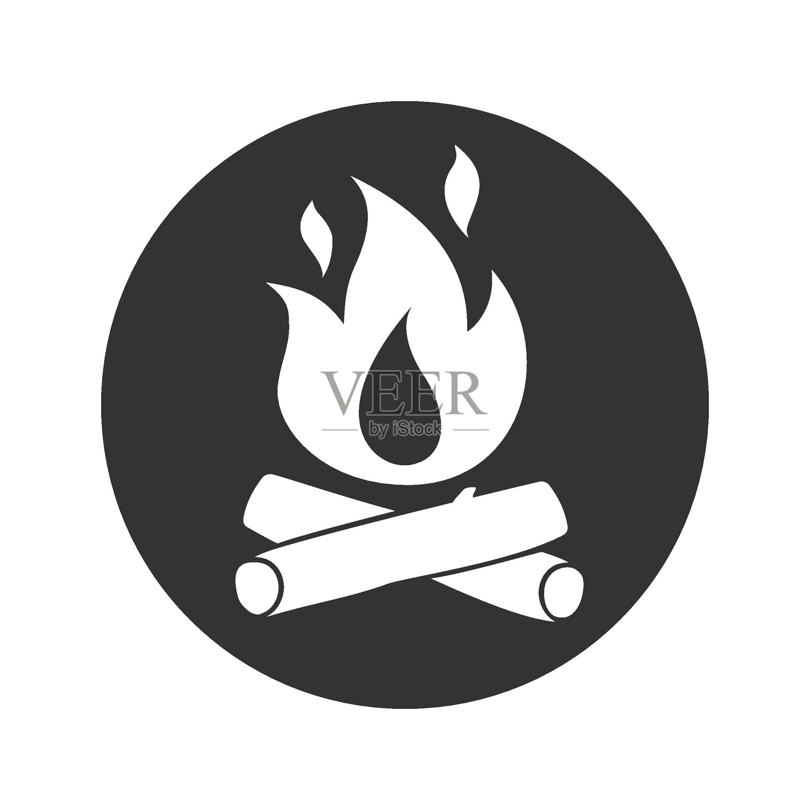 篝火图标孤立的白色背景。篝火矢量标志。平面设计风格。现代矢量象形图的网络图形-库存矢量插画图片素材